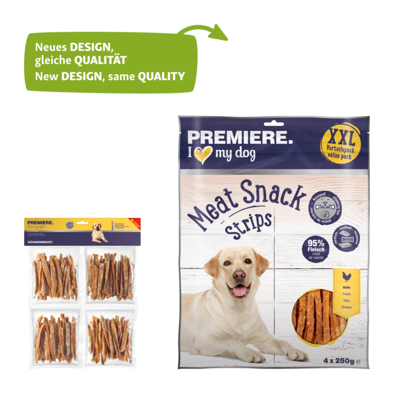 PREMIERE Snacks PREMIERE Hühnerbrust in Streifen XXL 4x250g Vorteilspack