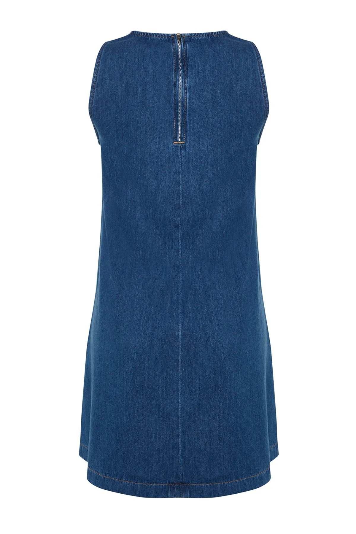 Trendyol Collection  Dunkelblaues, plissiertes Jeanskleid TWOSS23EL01942