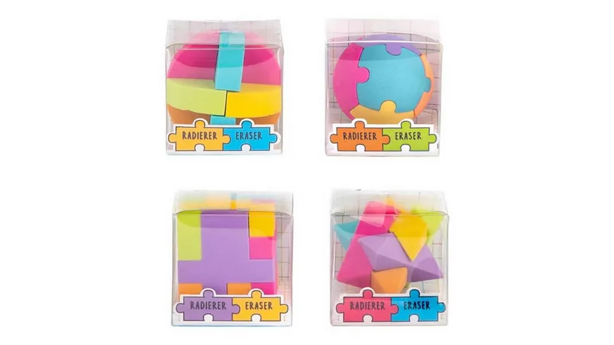 TRENDHAUS Radierer-Set Alles für die Schule-Puzzle sortiert