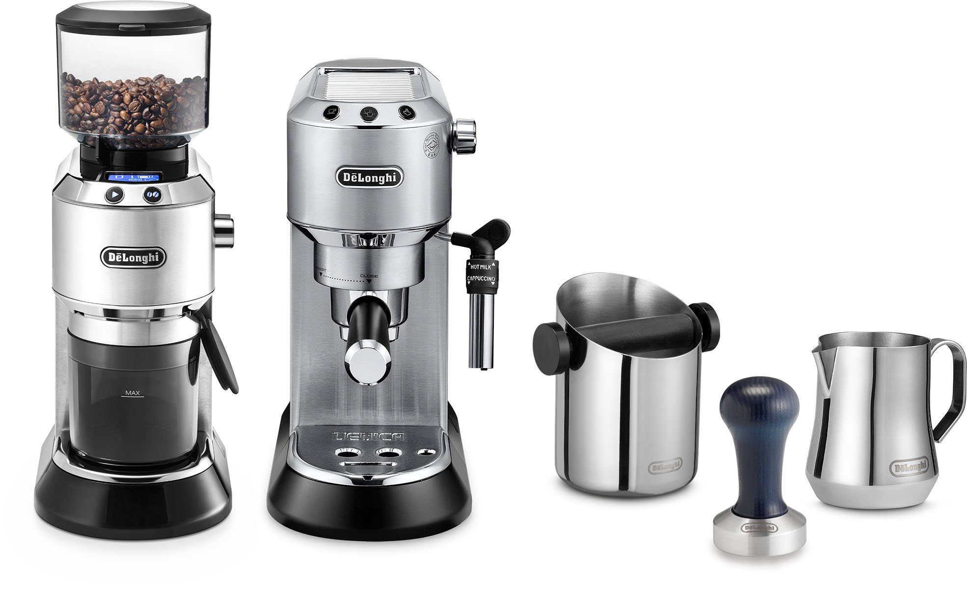 De'Longhi Siebträgermaschine ECKG6821.M, inkl. Kaffeemühle, Tamper, Abschlagbox+ Kännchen