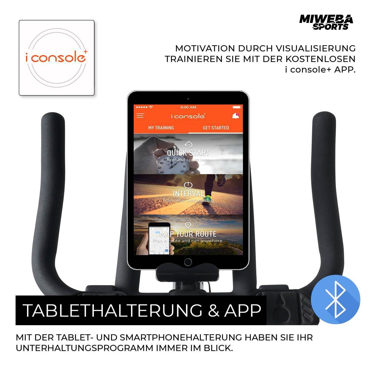 Miweba Sports Speedbike Profi Indoor Cycle Bike MS400 inkl. Pulsgurt - 22 Kg Schwungmasse (Sportgeräte für zu hause, Heimtrainer Fahrrad, Trimmrad, Fahrradtrainer, Cardio, Sport, Training, Ganzkörpertraining, 2-tlg., Trinkflasche, iConsole+, Multifun