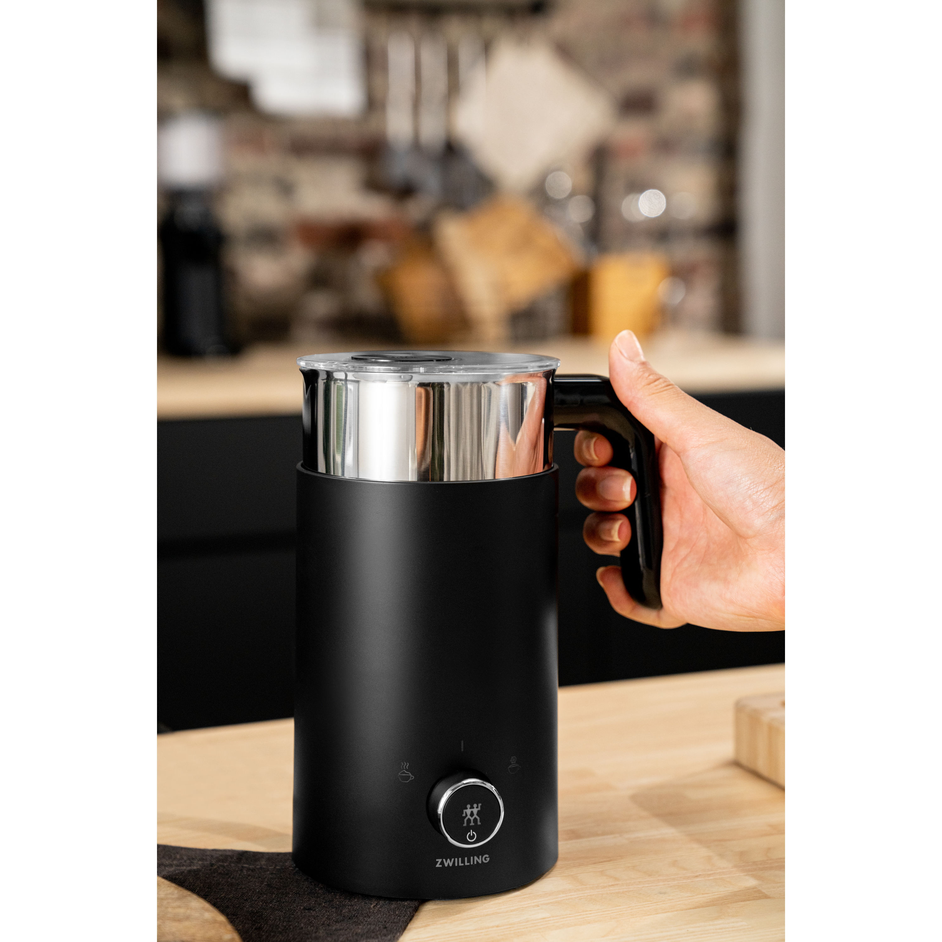 Milchaufschäumer, 400 ml, Schwarz