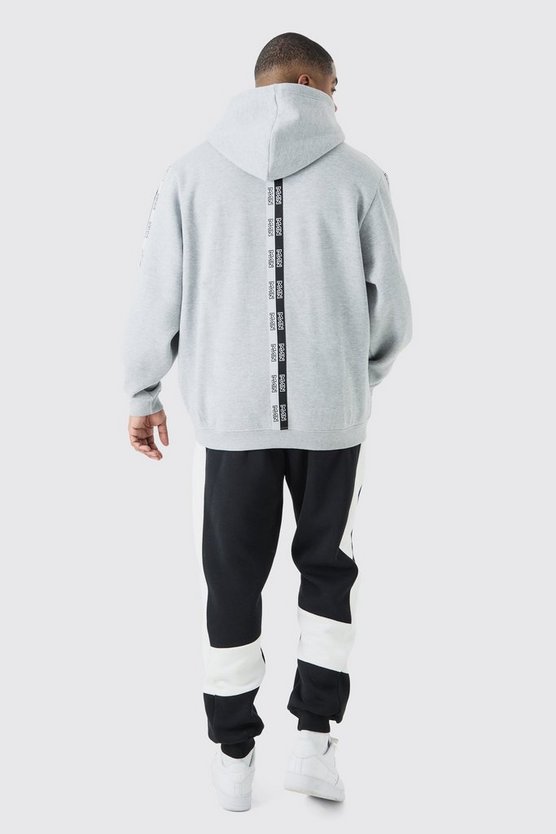 Plus schwarze Slim-Fit Colorblock Jogginghose