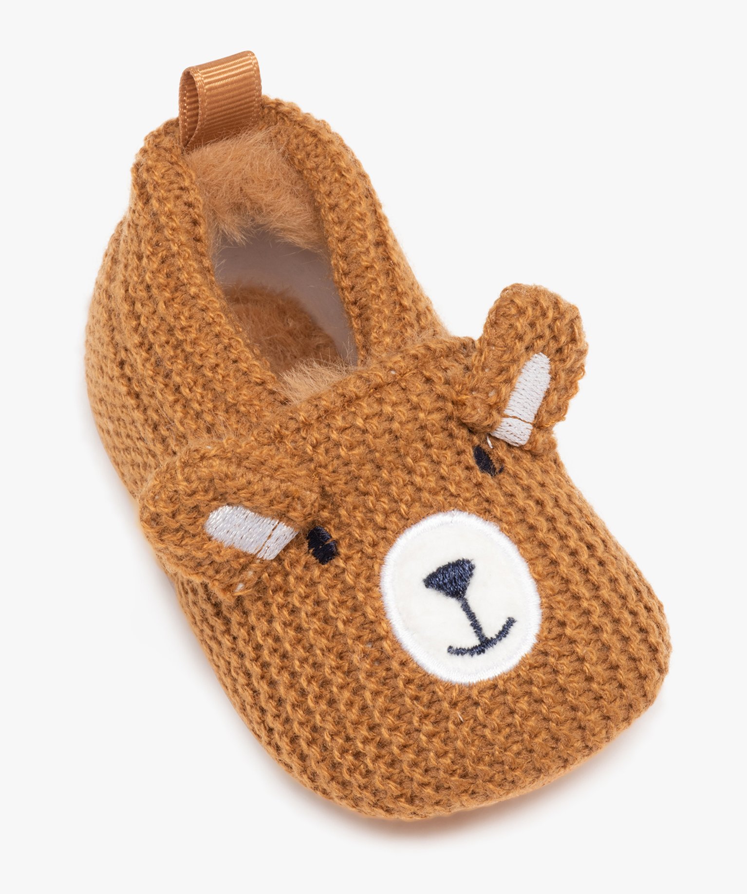Chaussons de naissance bébé Garçon ourson en tricot beige | GEMO