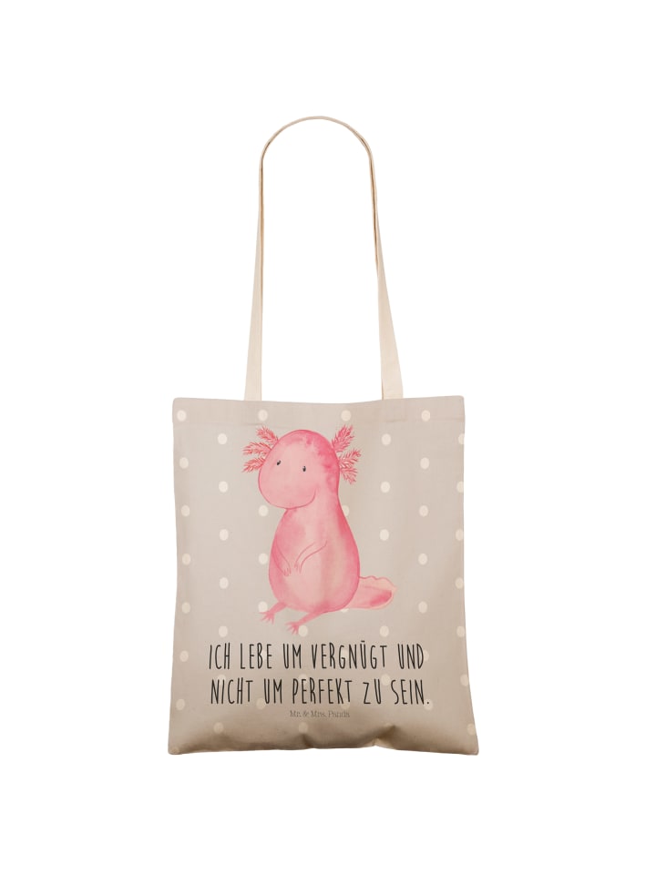 Mr. & Mrs. Panda Einkaufstasche Axolotl Niedlich mit Spruch in Grau Pastell günstig kaufen onesize