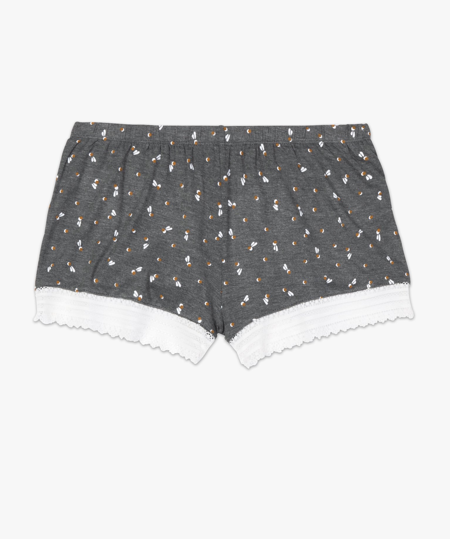 Short de pyjama femme en maille fluide avec bas en dentelle imprime | GEMO