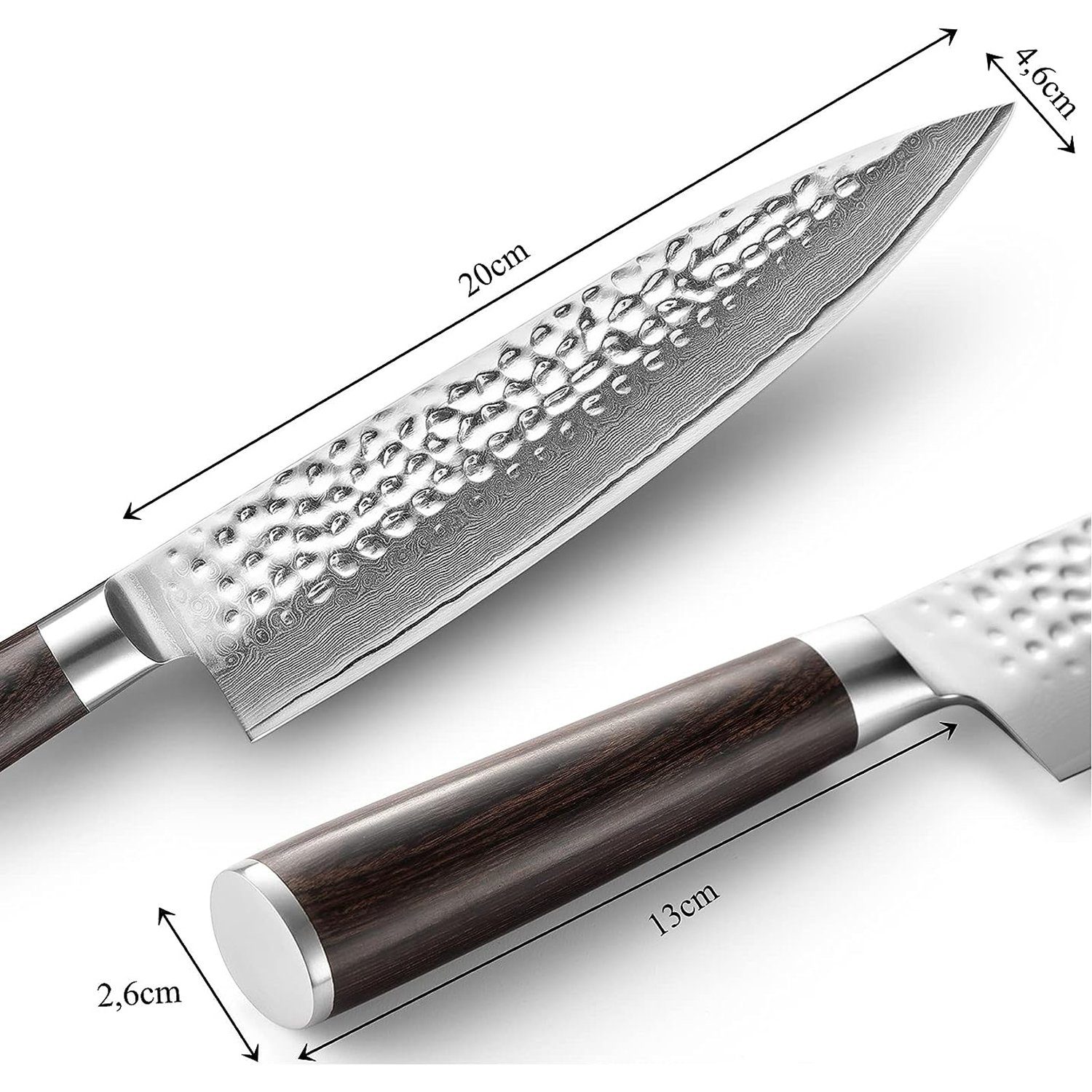 Mutoy Kochmesser Premium Damast Küchenmesser - 20cm Klingenlänge Küchenmesser