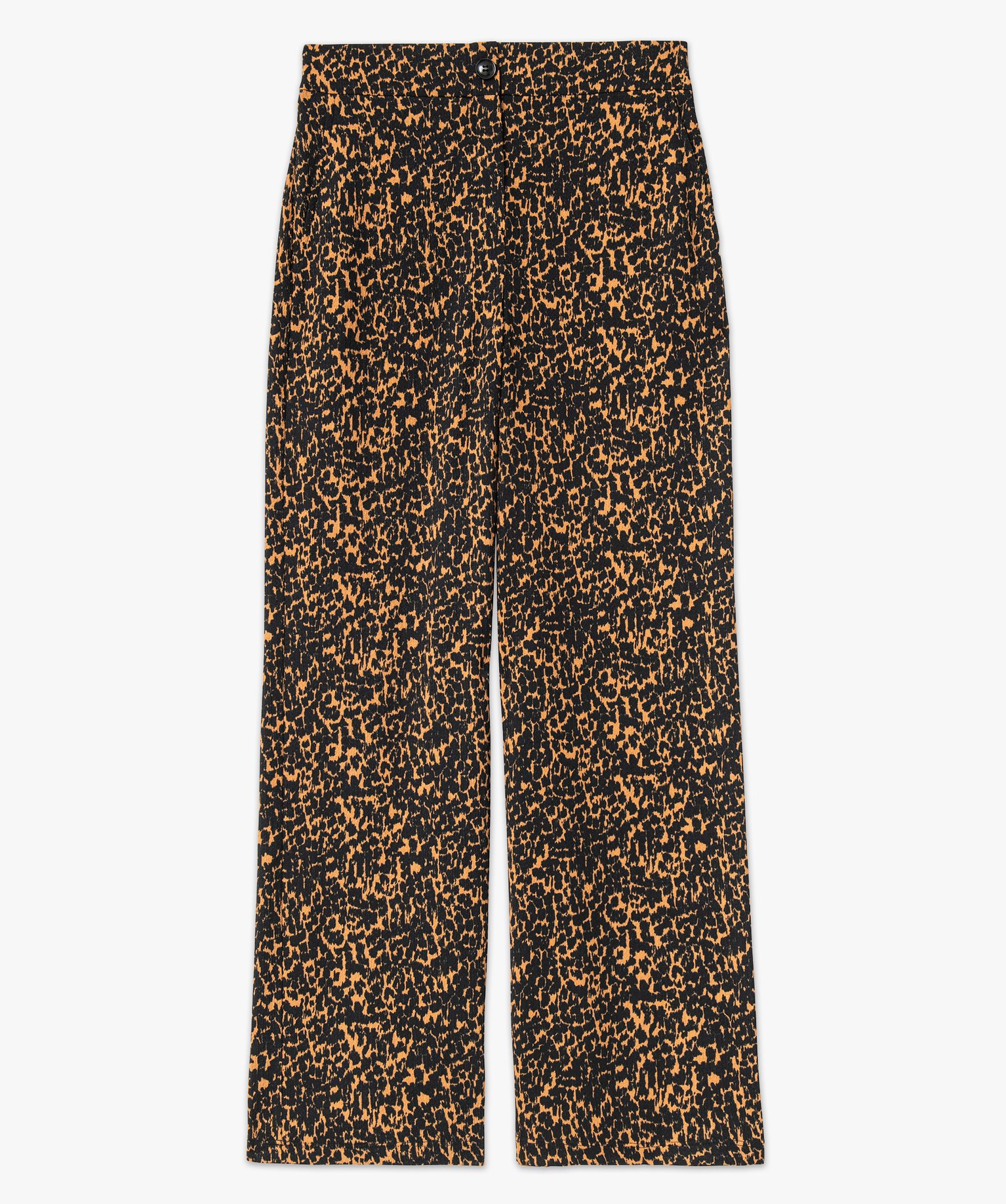 Pantalon large imprimé en maille texturée femme imprime | GEMO