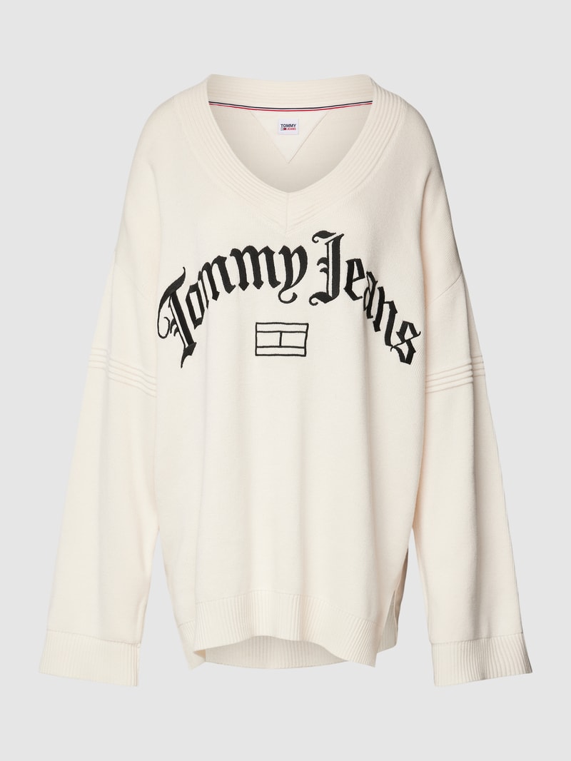 Strickpullover mit Label-Stitching Modell 'GRUNGE' in offwhite
