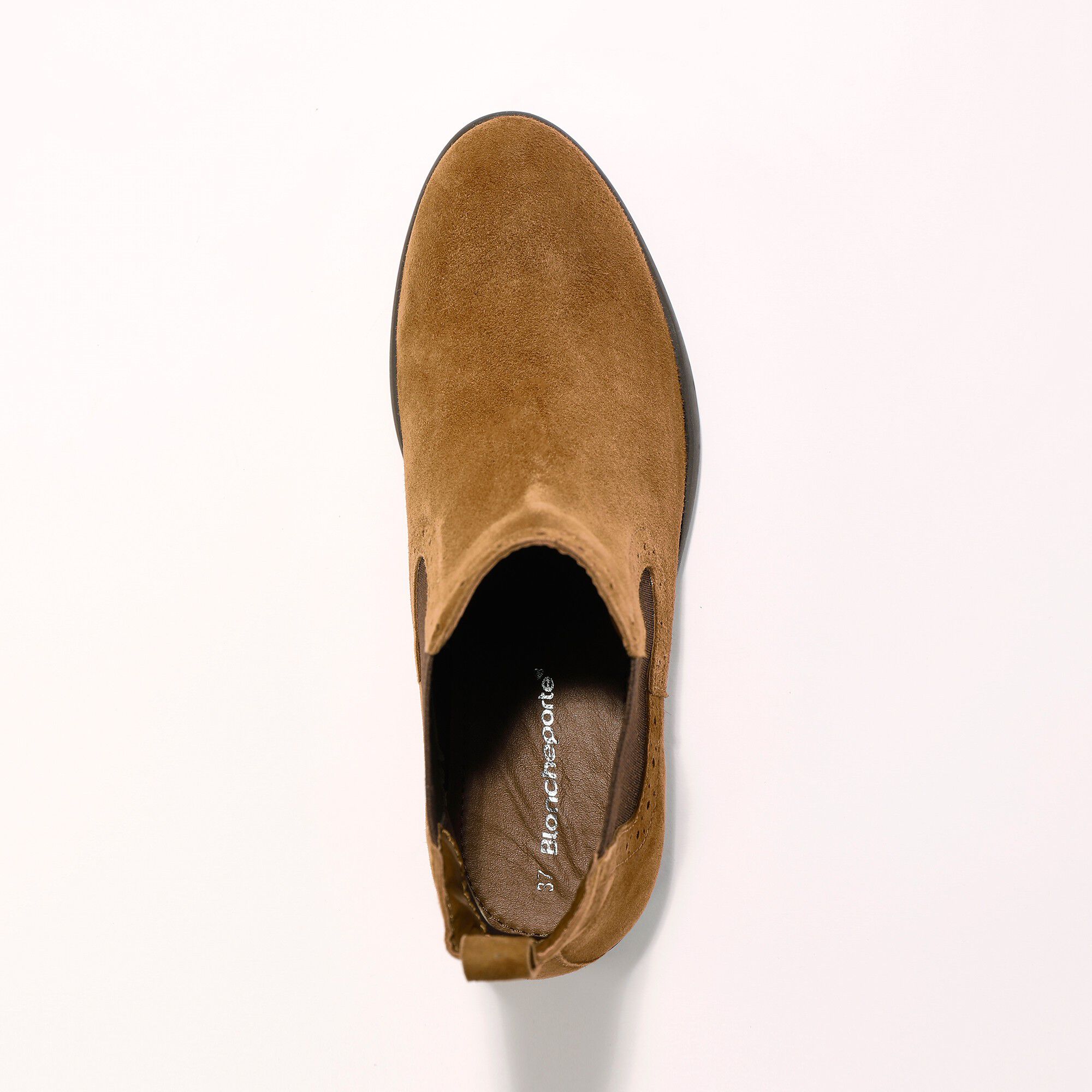 Boots élastiquées perforées Chelsea en croûte de cuir