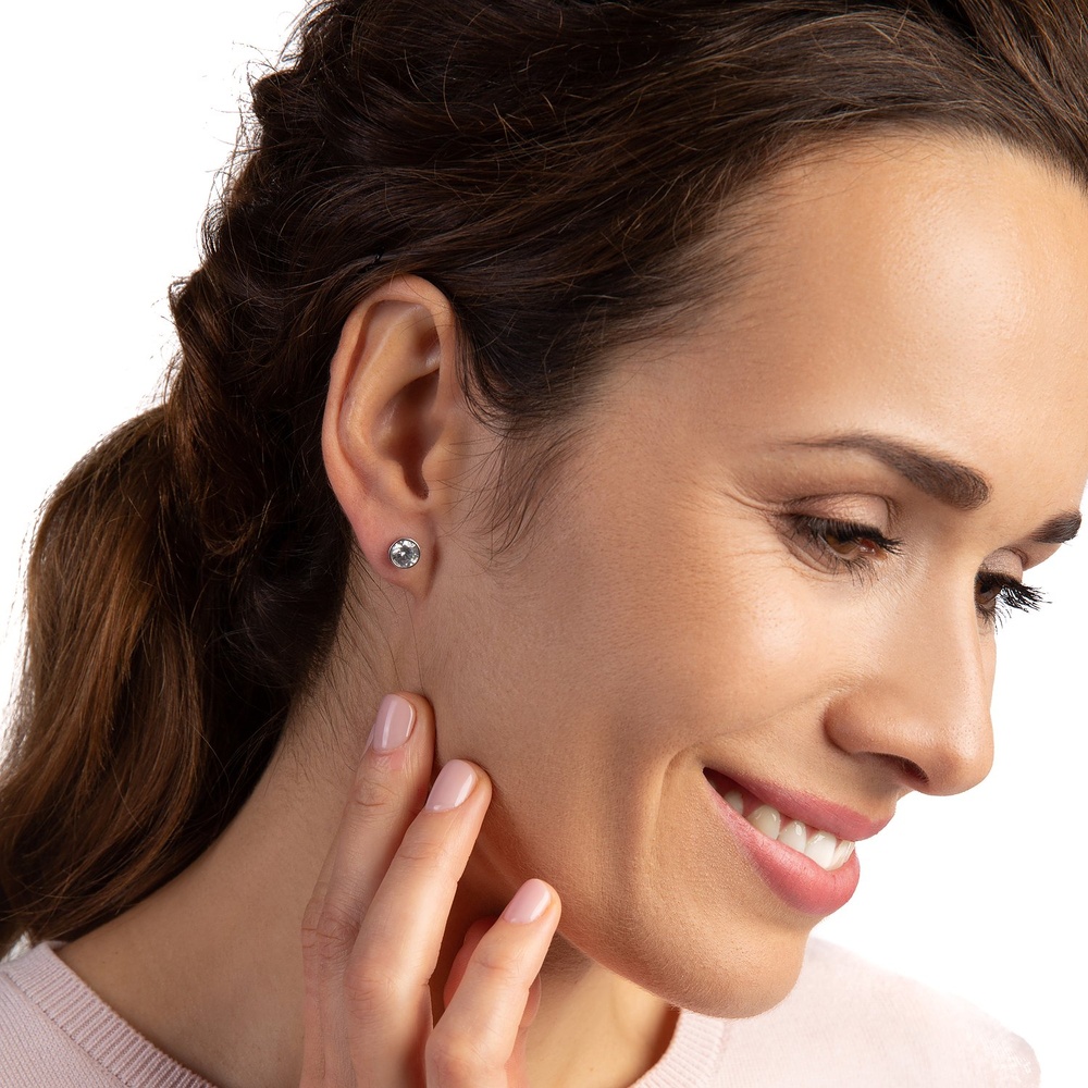 FAVS Boucles d'oreilles à fermoir à poussette 375 Or blanc Boucles d'oreilles