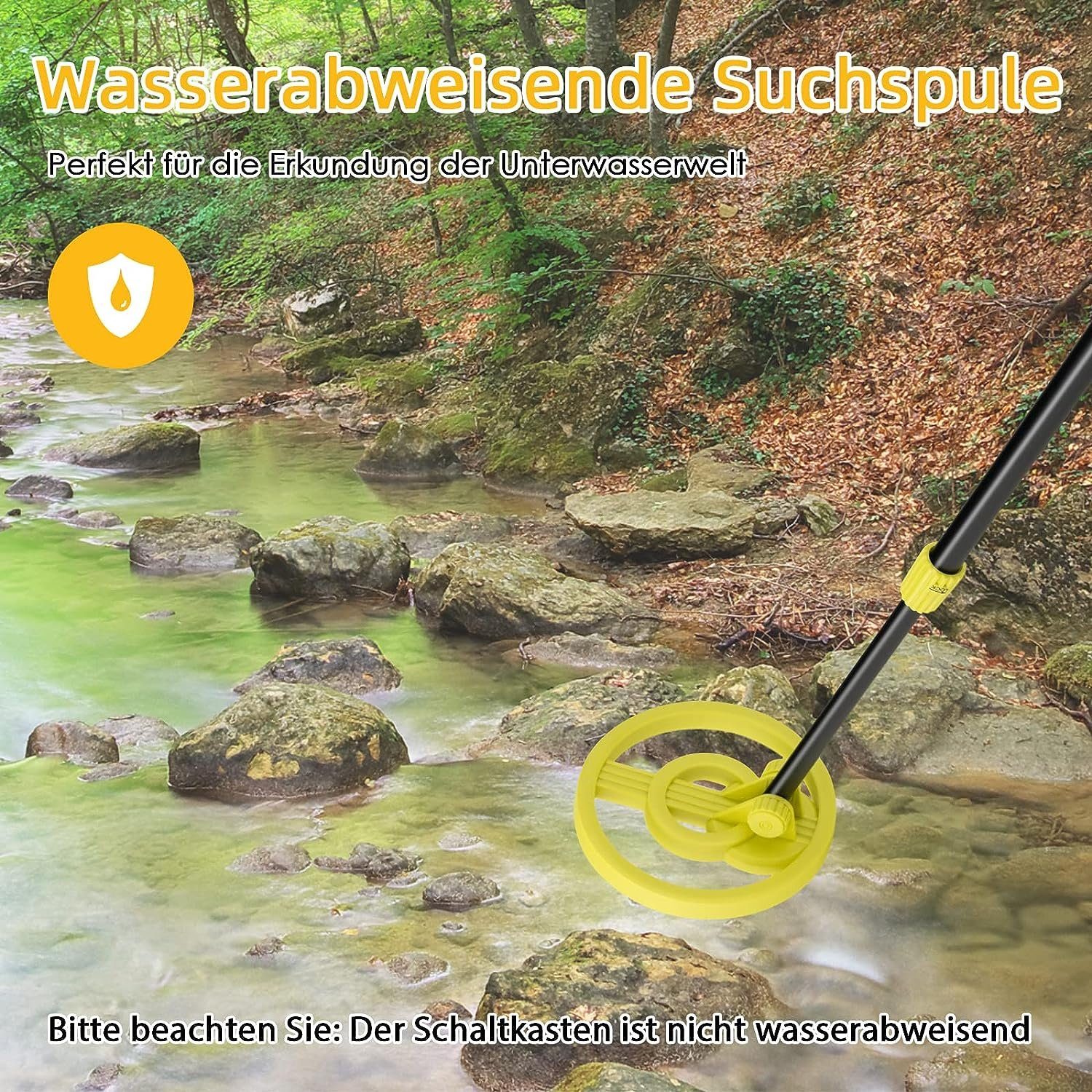 KOMFOTTEU Metalldetektor für Kinder, mit verstellbarem Stiel (64-84 cm)