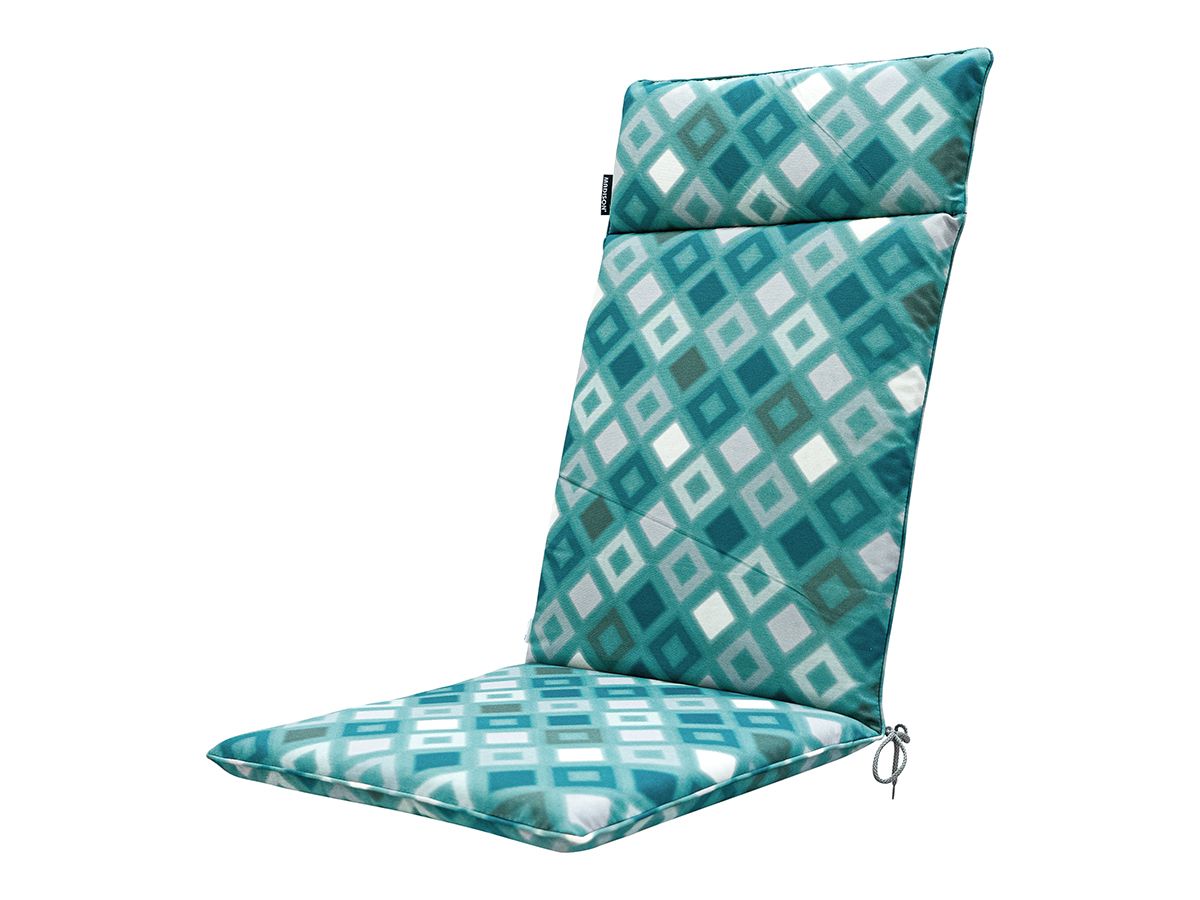 Madison Grids Sea Blue 120 x 50 Gartenstuhlkissen mit hoher Rückenlehne