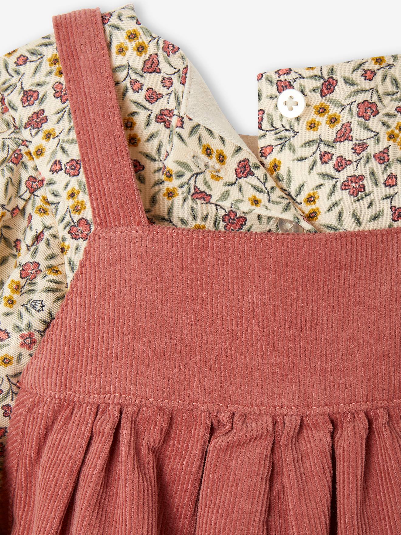 Vertbaudet Mädchen Baby-Set: Bluse und Latzhose - altrosa