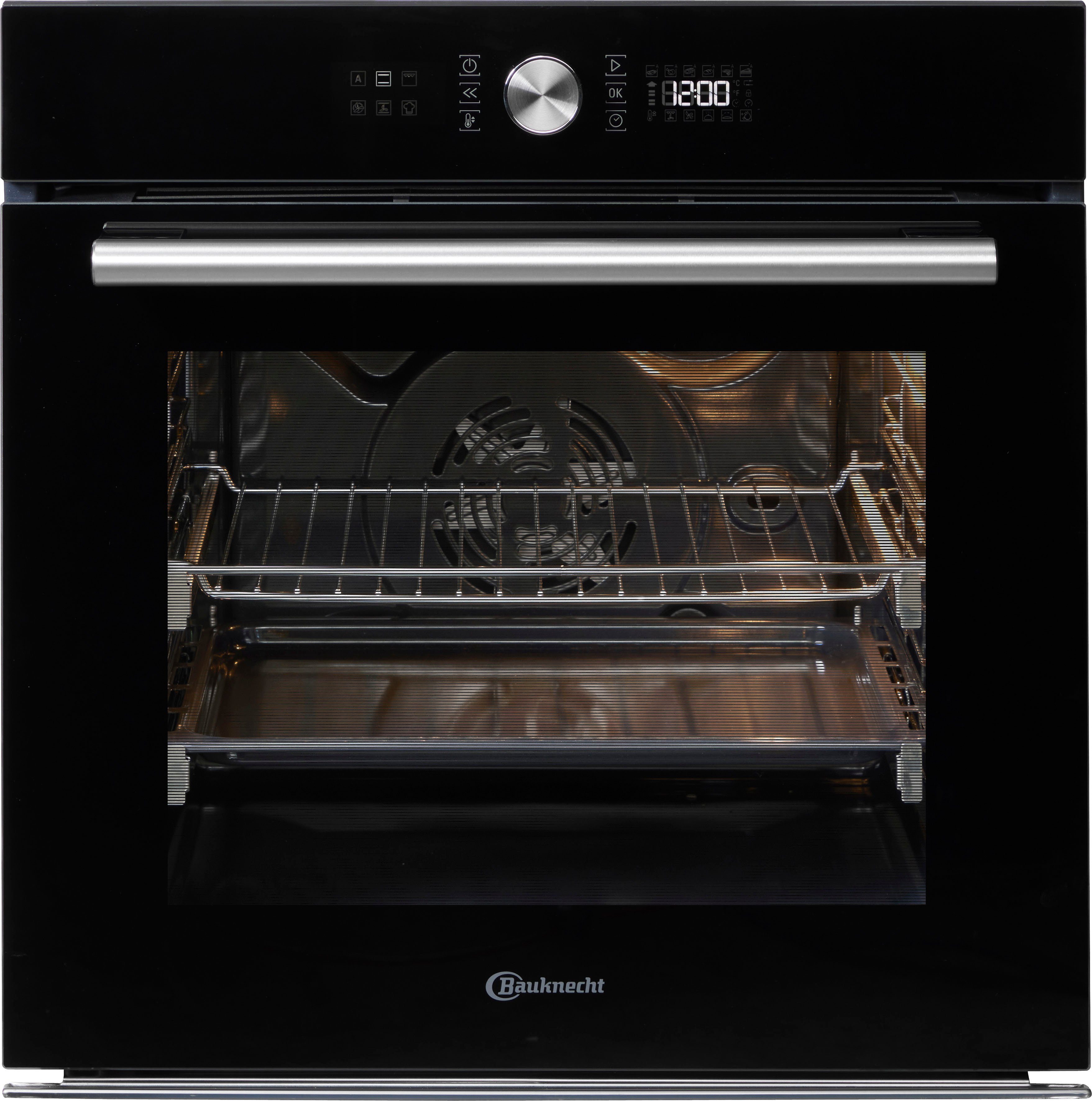 BAUKNECHT Backofen-Set BAKO4 HI6 BLACK, mit 2-fach-Teleskopauszug, Hydrolyse