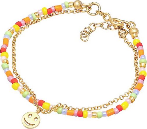 Elli Armband Kids Layer Smile Emoji Beads Bunt 925 Silber