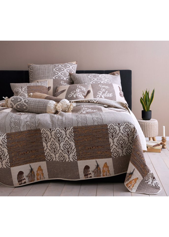Tagesdecke mit Patchwork Druck