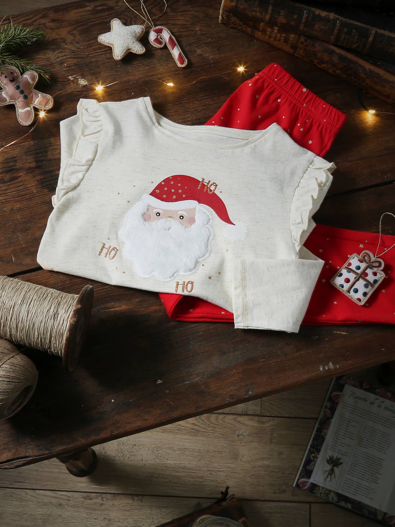 Coffret noël pyjama + chaussettes fille beige irisé