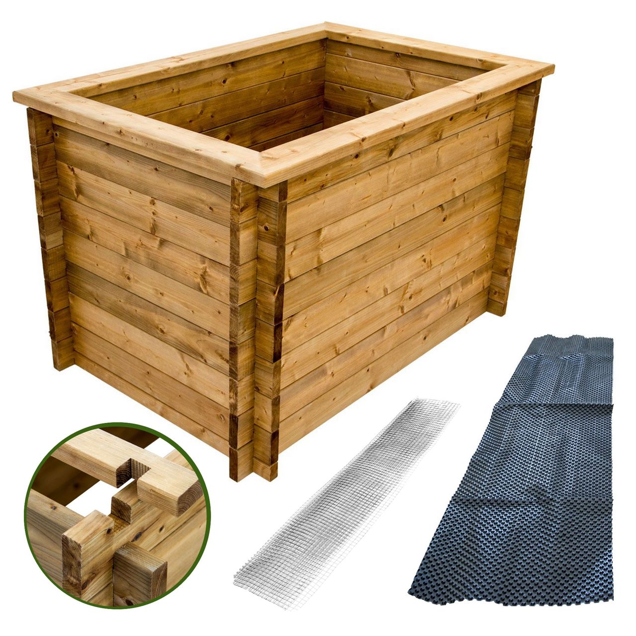 Lemodo Hochbeet aus Holz, mit Noppenfolie
