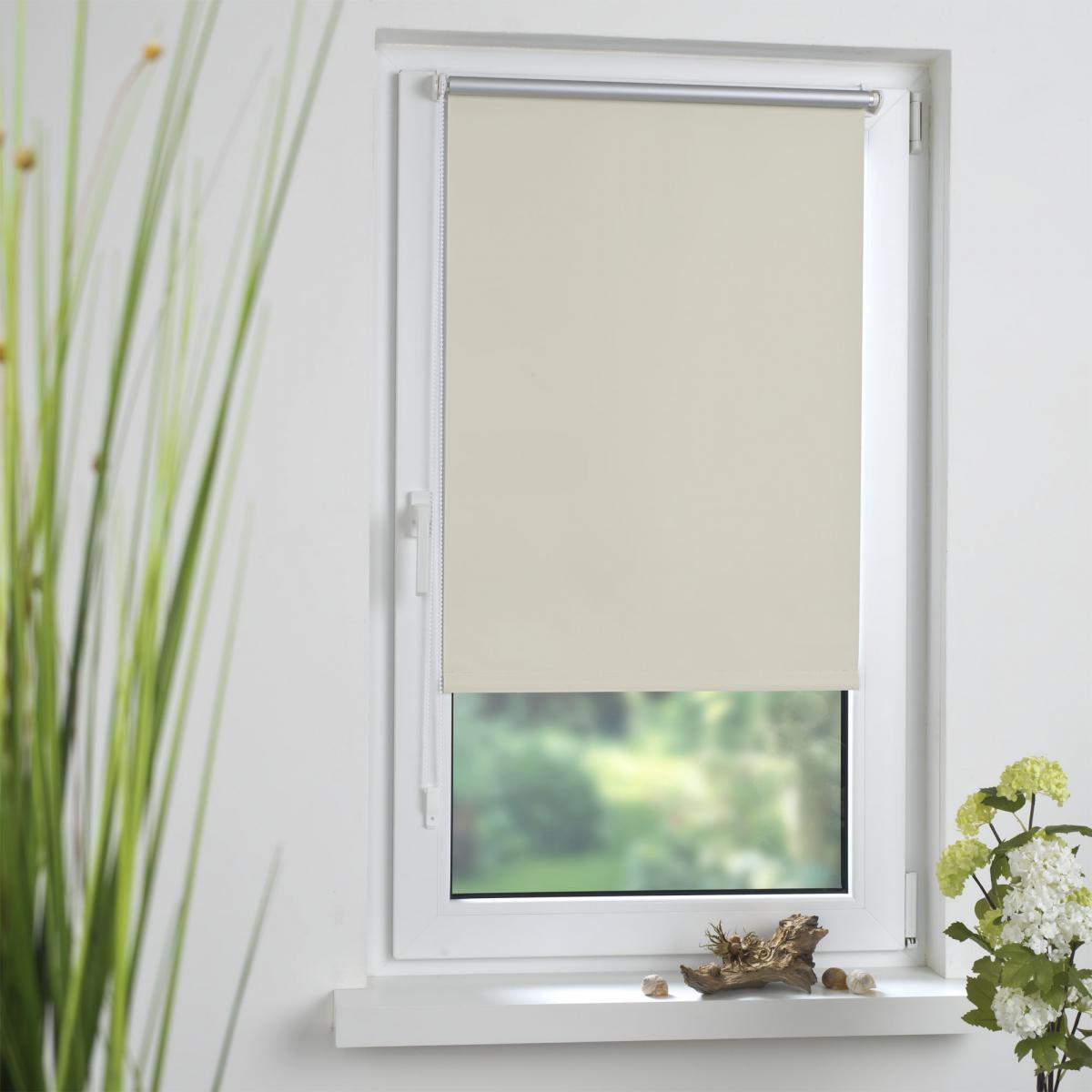 Bella Casa Klemmfix Rollo verspannt, Sichtschutz, thermobeschichtet, verdunkelnd, creme, 90 cm x 150 cm (B x H)