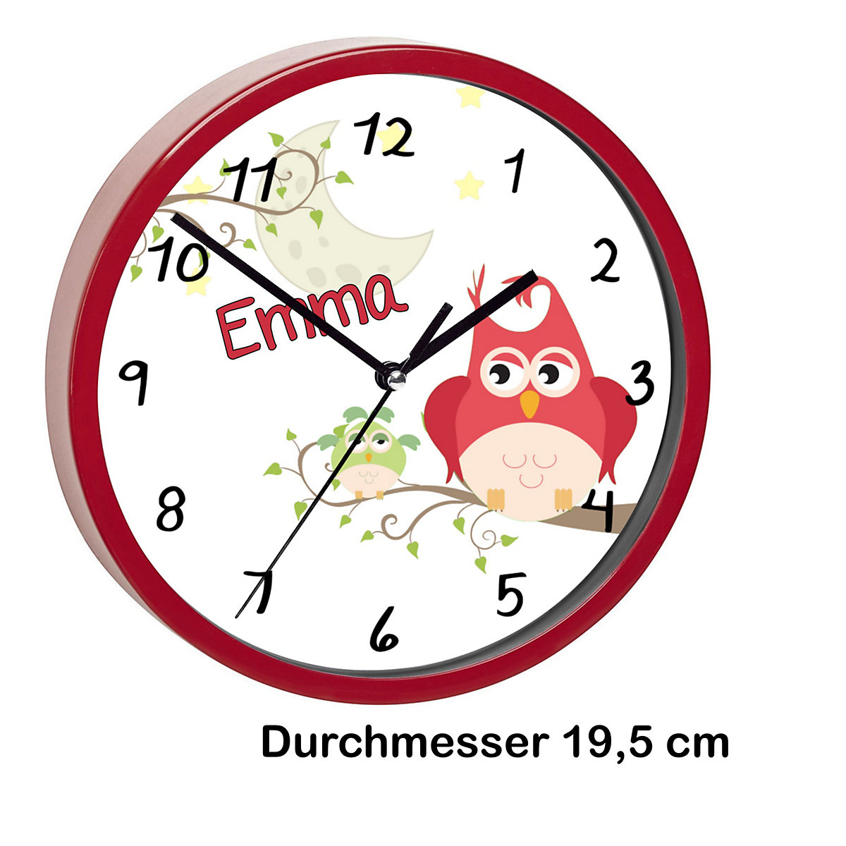 Kinder Wanduhr personalisiert mit Name Eule Mama
