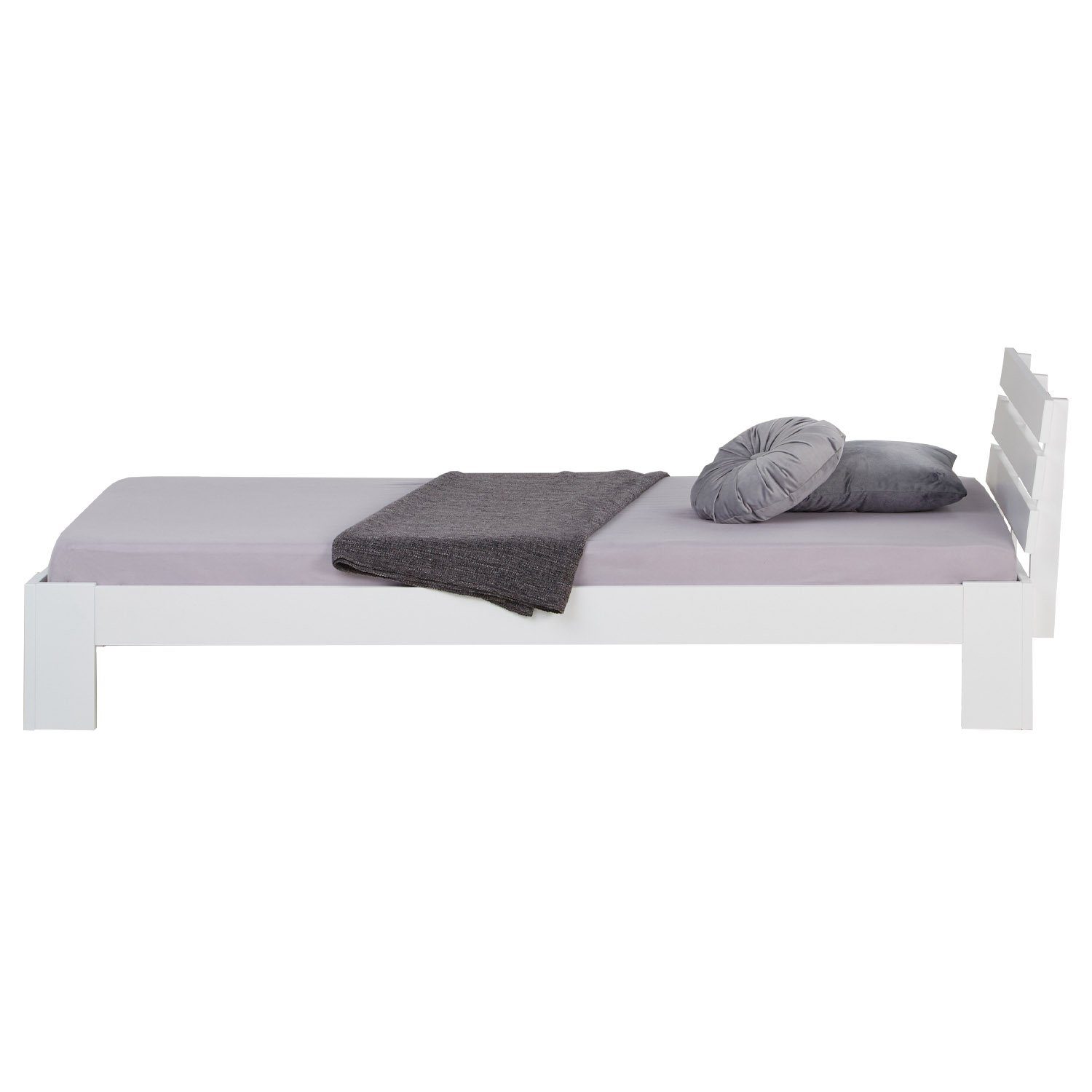 Homestyle4u Holzbett Einzelbett 90x200 Lattenrost Weiß Futonbett Bett
