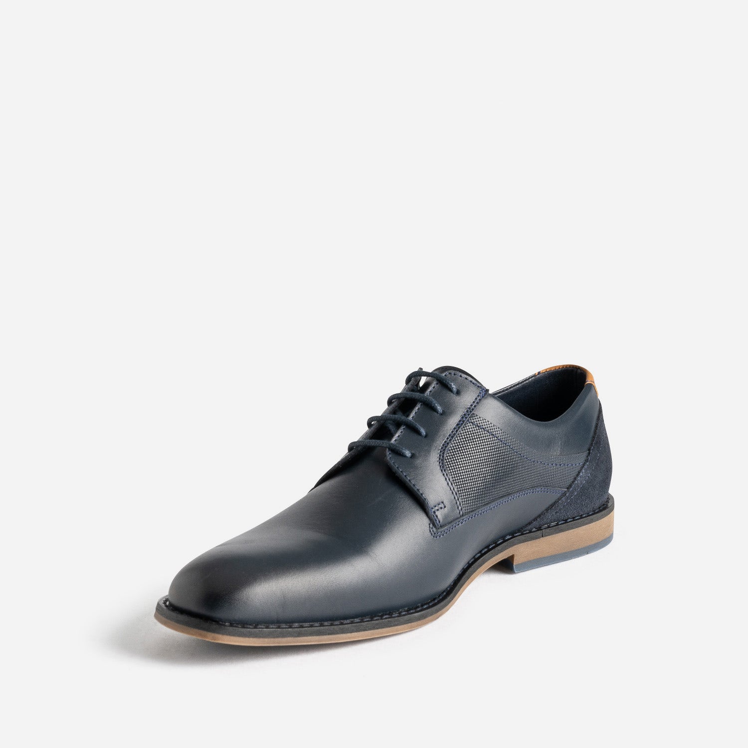 Derby éco-conçu marine cuir lacet marine
