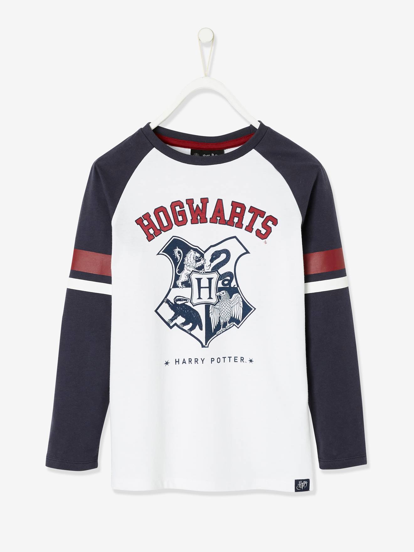 T-shirt manches longues Harry Potter® garçon blanc/bleu/bordeau