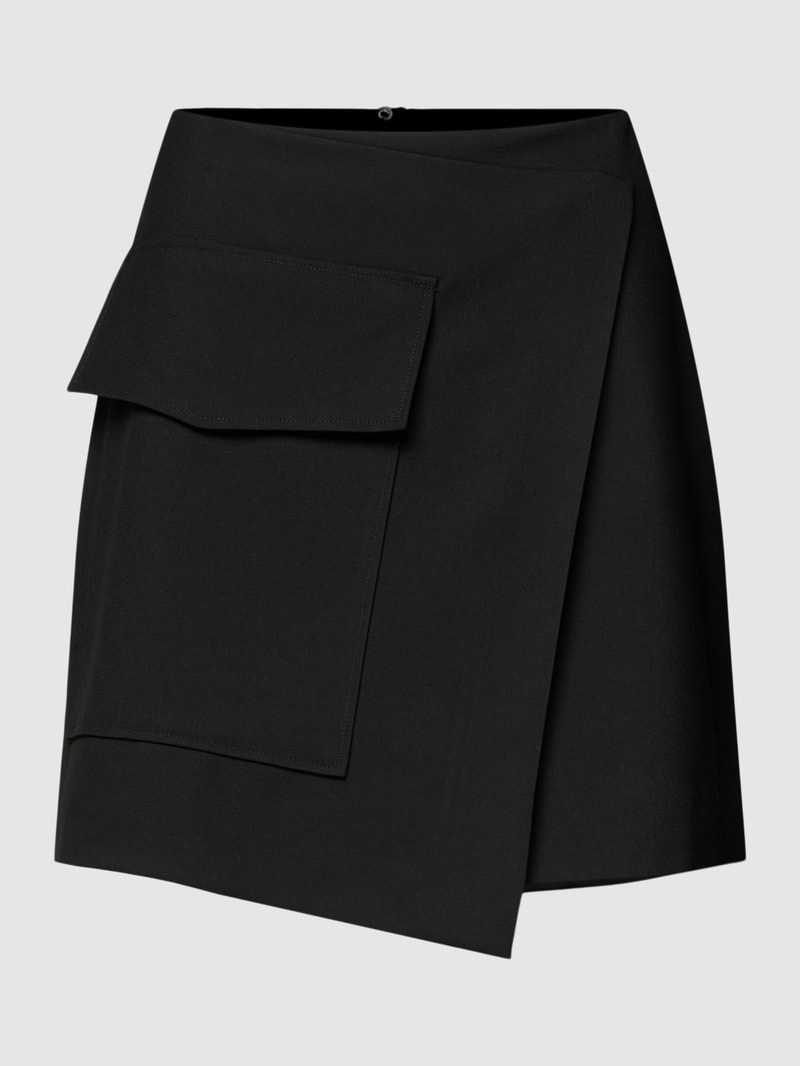 Minirock in Wickel-Optik mit asymmetrischem Saum in schwarz