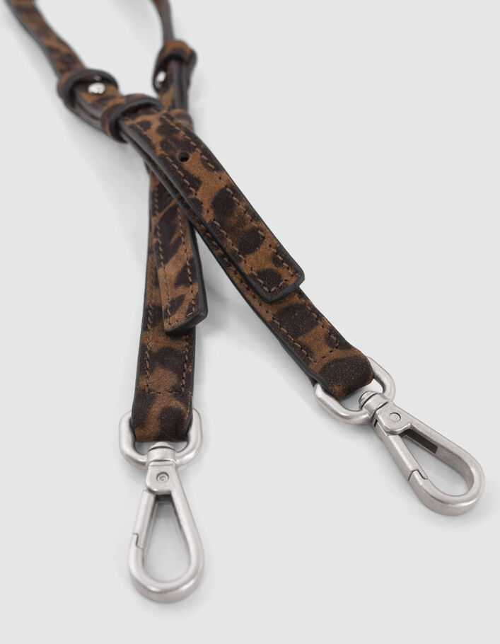 La bandoulière 111 camel cuir velours motif léopard Femme