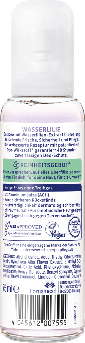 Deo Zerstäuber Wasserlilie 24h, 75 ml