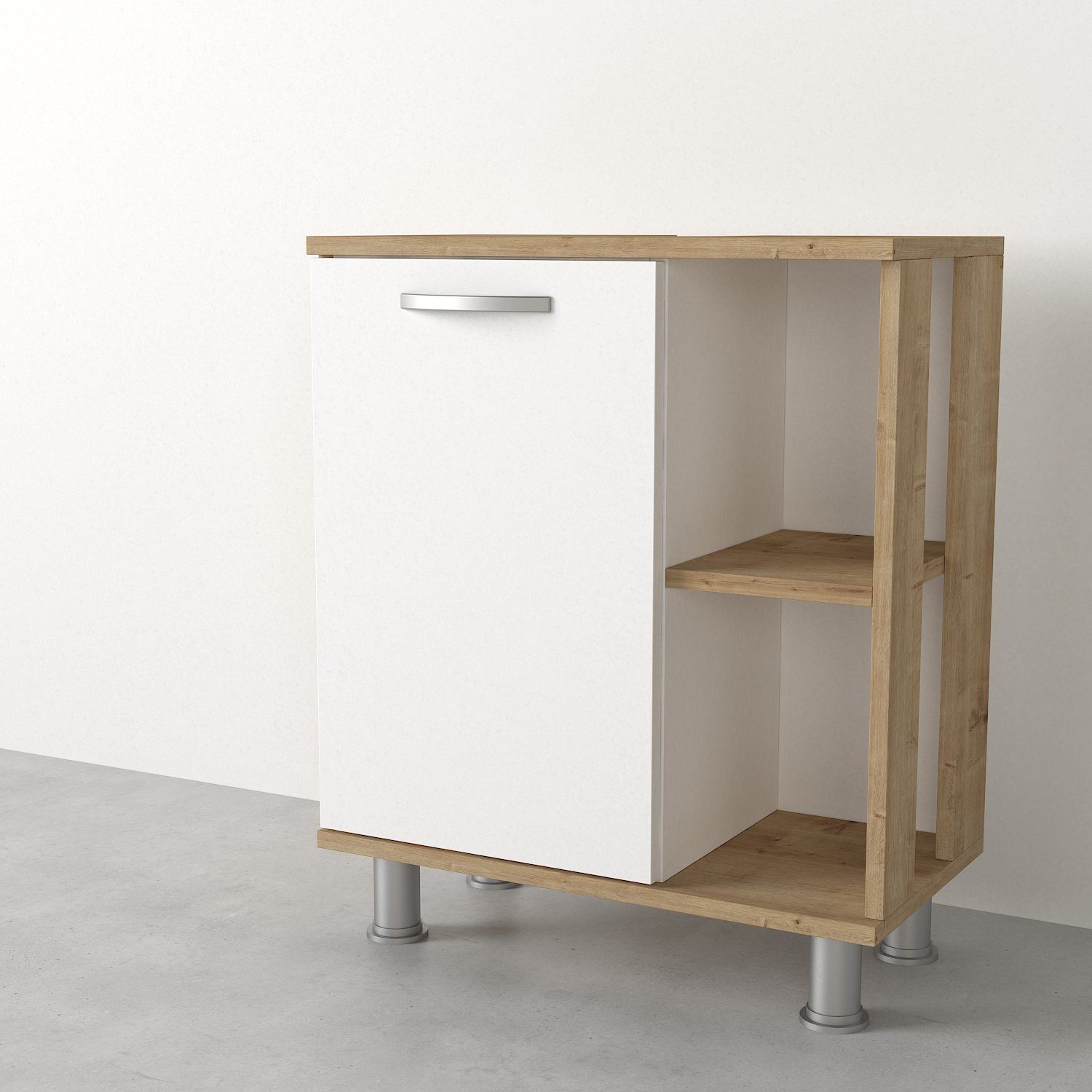 moebel17 Barschrank Waschbeckenunterschrank Golda Weiß-Safir