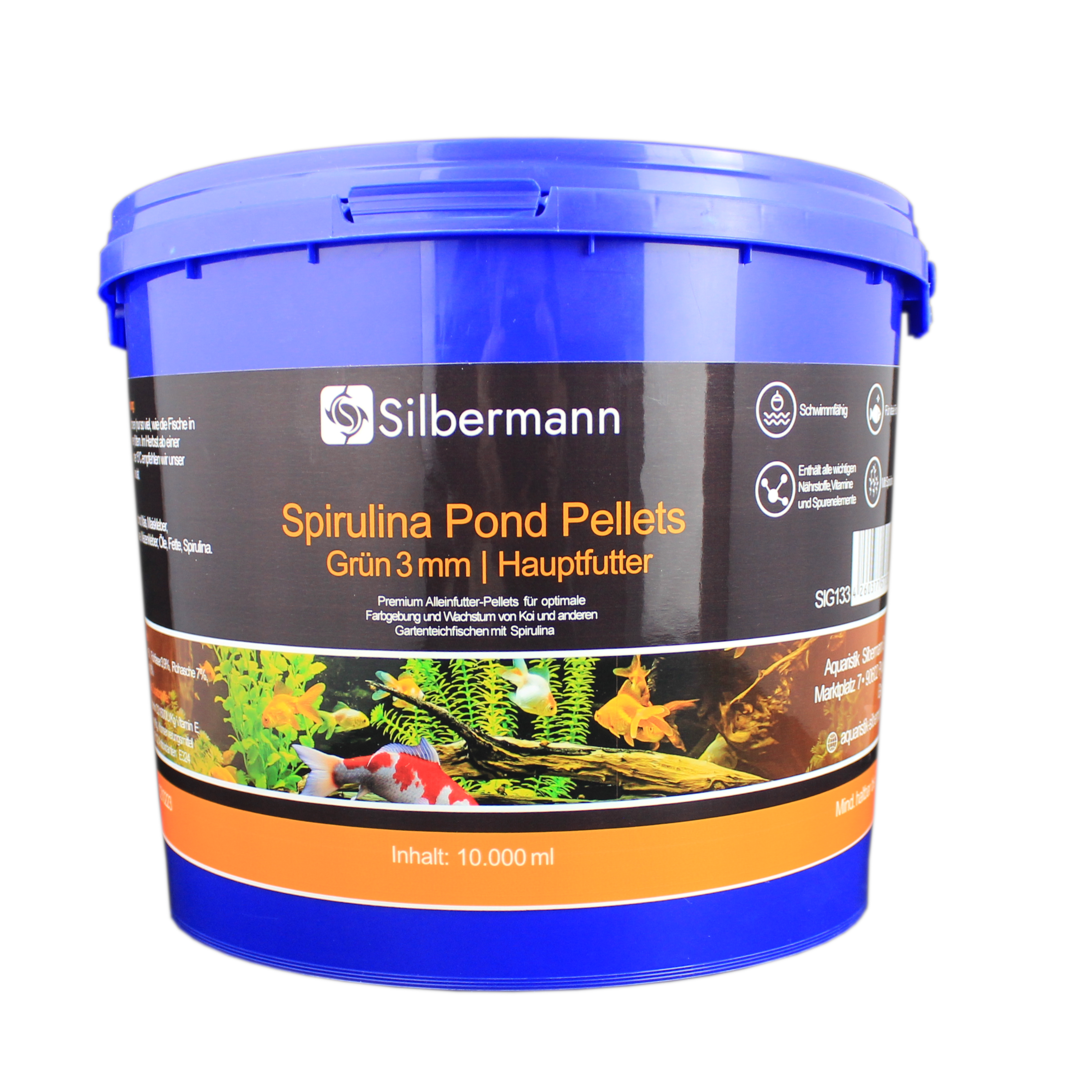 Silbermann Hauptfutter Silbermann Spirulina Pond Pellets 3 mm 10 kg