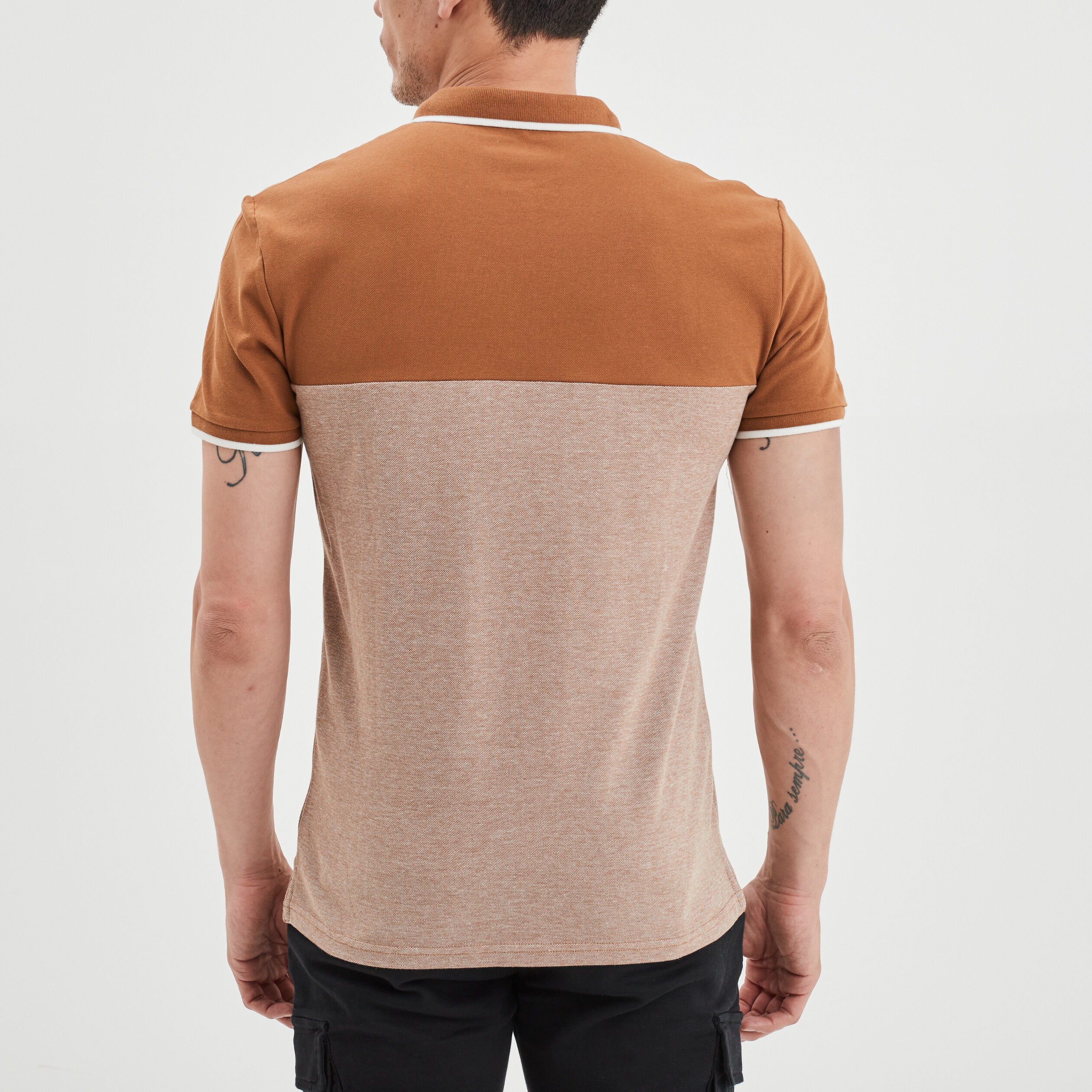 Polo manches courtes coton Creeks marron homme | La Halle