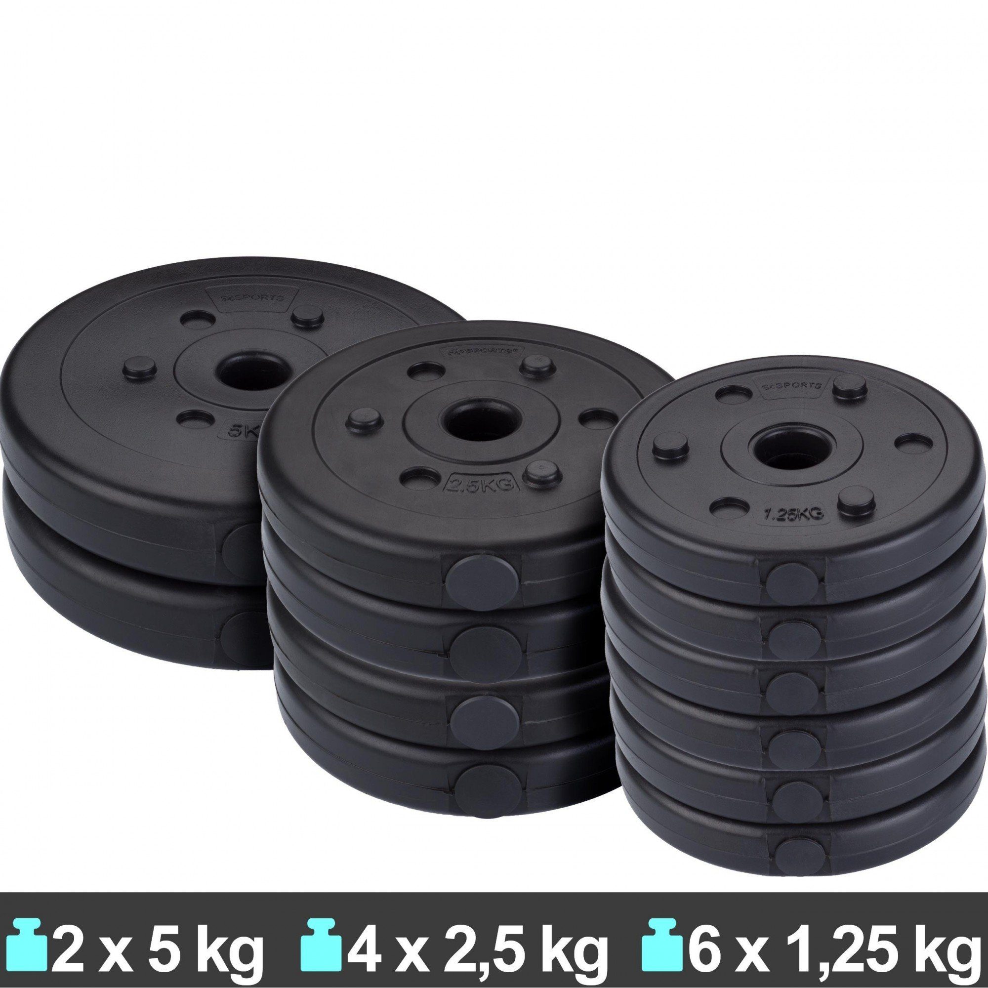 ScSPORTS® Hantel-Set 45kg Kurzhantelstangen SZ Stange Langhantel Gewichte Ø31mm
