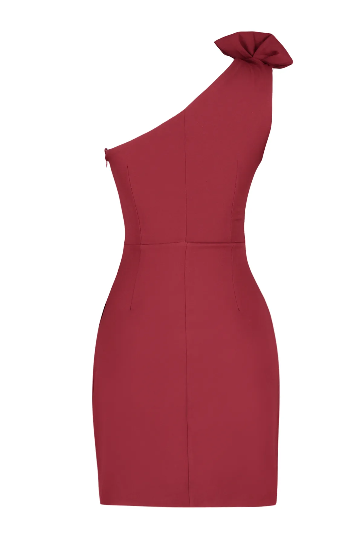 Trendyol Collection  Elegantes Abendkleid mit weinrotem Kragendetail TPRSS22EL1397