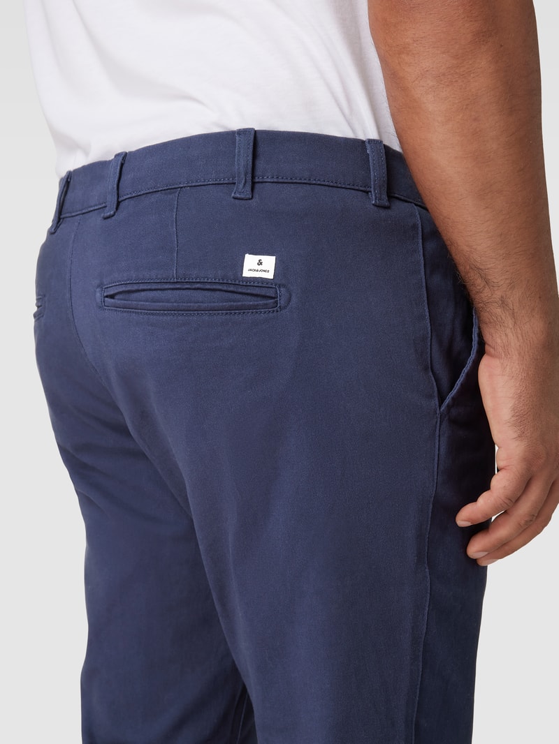 PLUS SIZE Stoffhose mit Knopf- und Reißverschluss Modell 'MARCO' in dunkelblau
