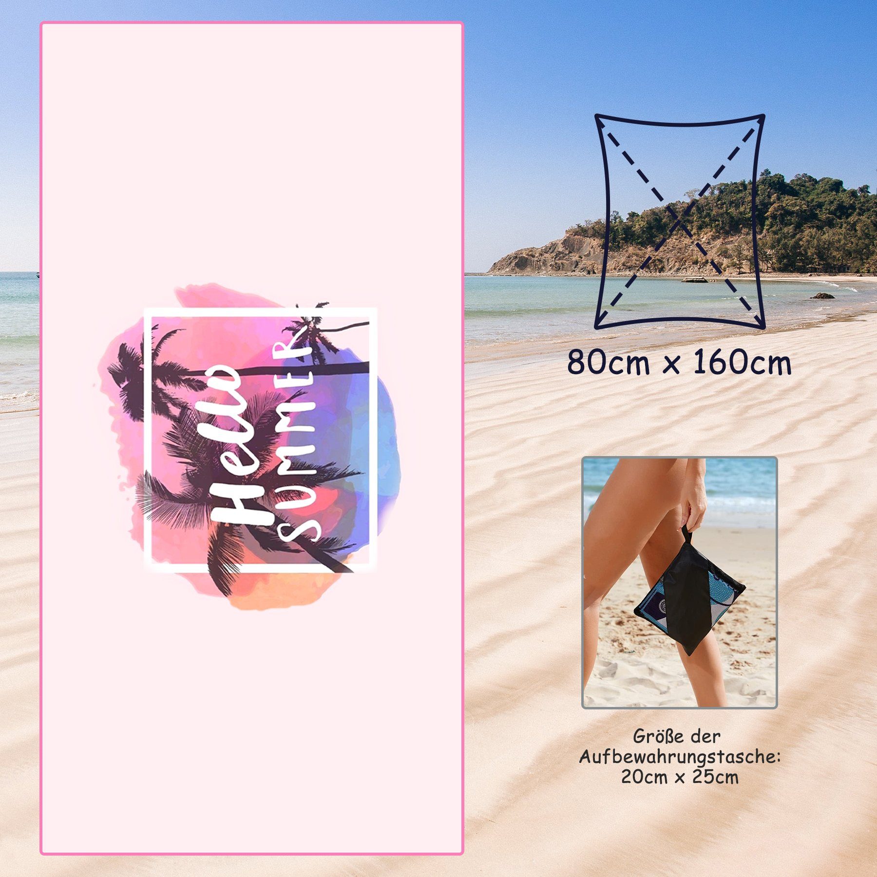 CALIYO Strandtuch Strandtuch Mikrofaser Saunatuch Handtuch,Leichtes und Dünnes Tragbares, Mikrofaser, Mikrofaser Saunatuch,Schnell Trocknendes,Leichtes und Dünnes Tragbares