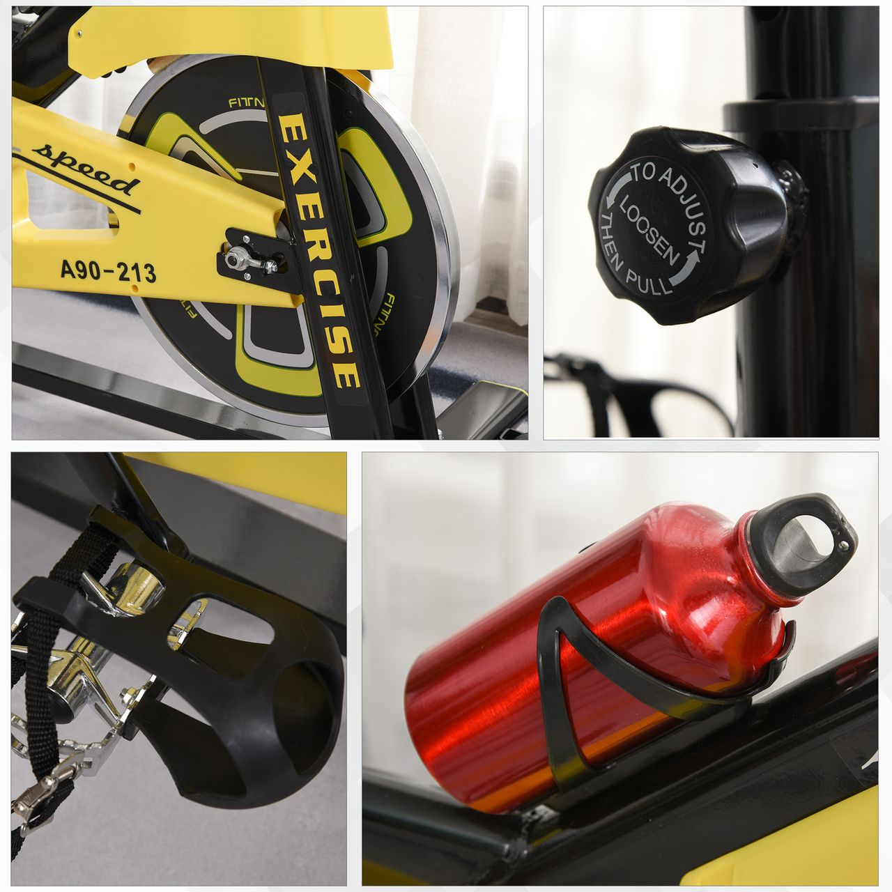HOMCOM Fahrradtrainer höhenverstellbar Rollentrainer Stahl ABS Gelb Schwarz