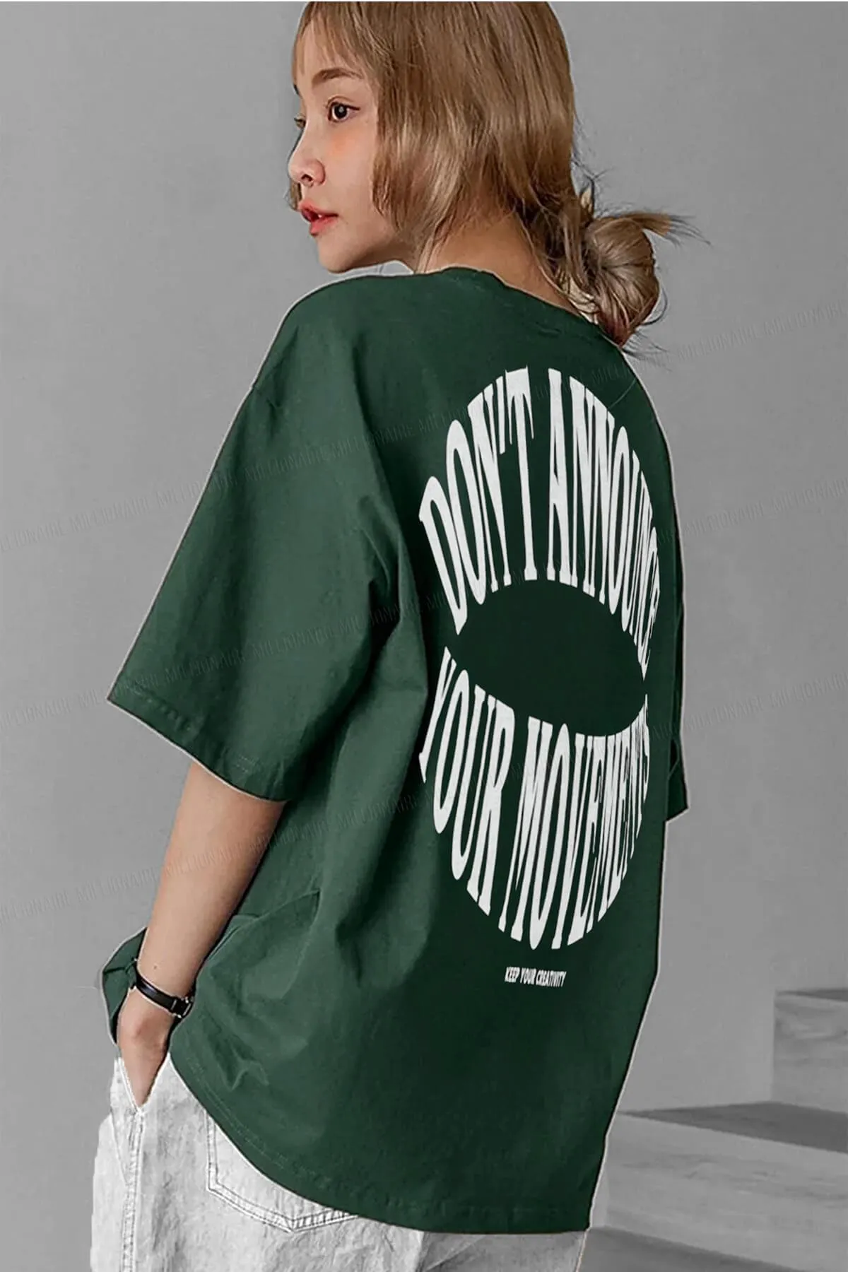 Teenage Millionaire  Dont Announce Grünes, übergroßes Salas Boyfriend-Damen-T-Shirt