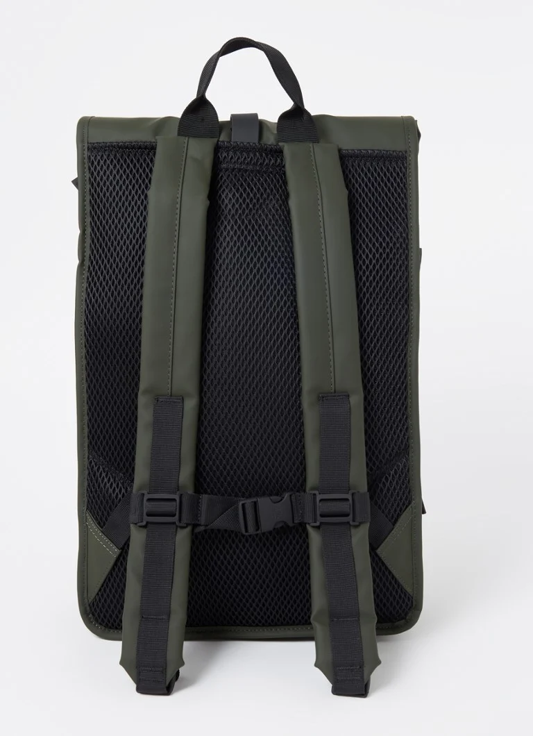 Rains Rolltop Suuri reppu, jossa on 16 tuuman läppäriosasto ja vettähylkivä pinnoite