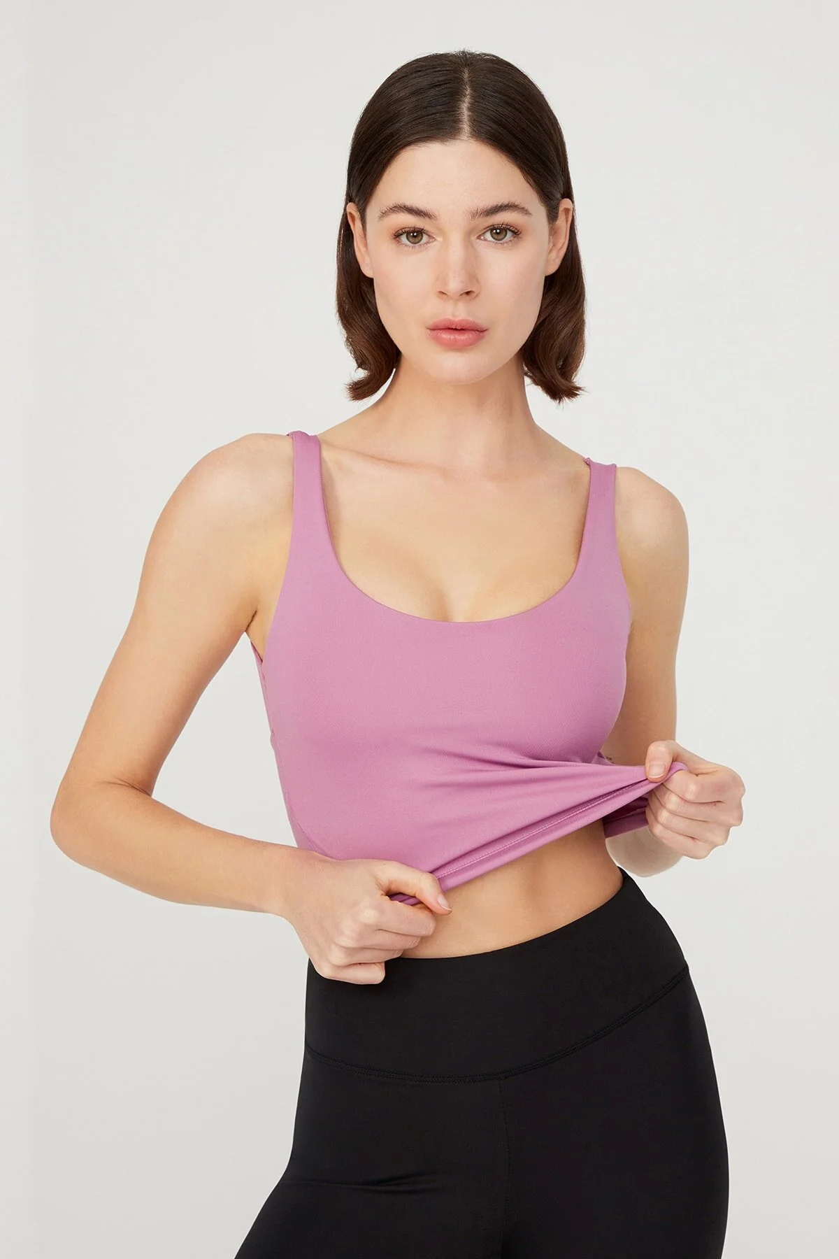 LOS OJOS  Lavendel, leicht unterstützter Rücken, detailliertes, bedecktes Crop-Top, Bustier, kurz geschnitten