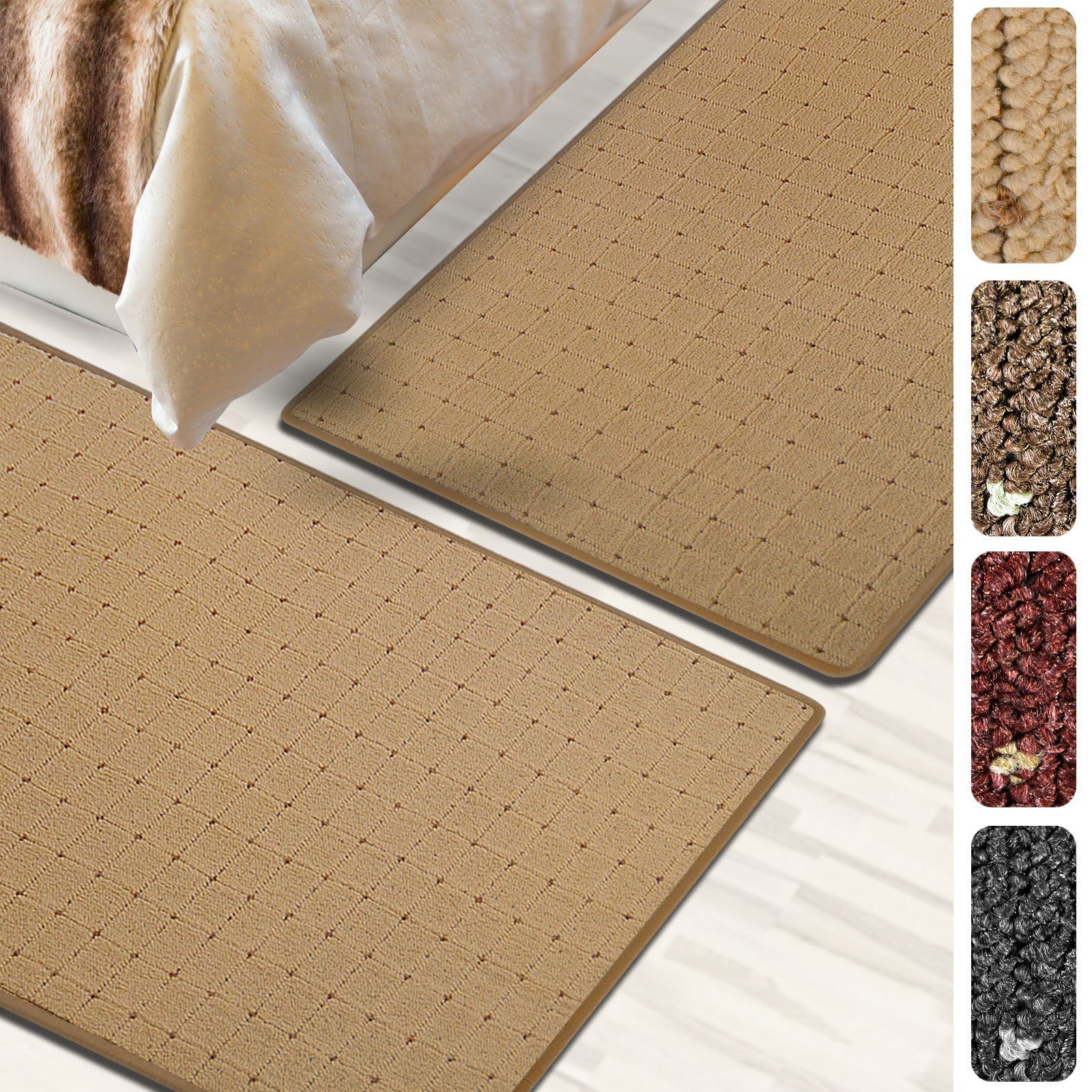 Bettumrandung Rapido Beige, 3 Größen, Bettvorleger Floordirekt, Höhe 5 mm, (3-tlg)