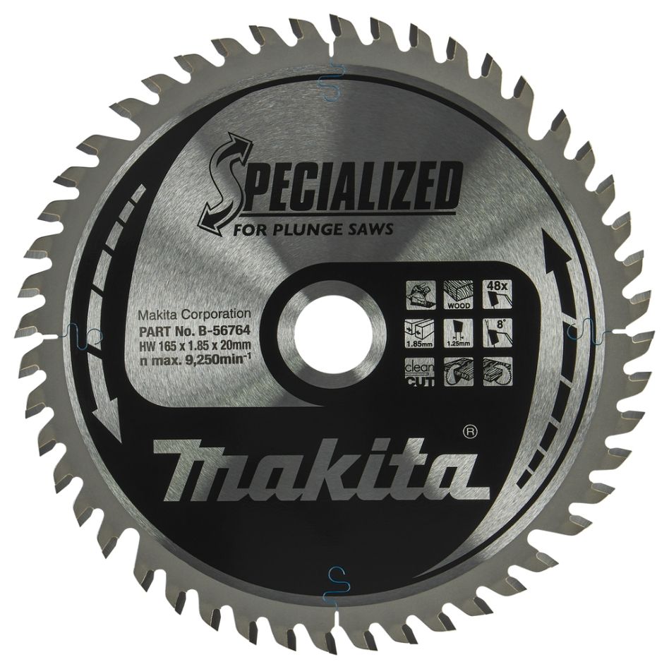 Accessoires Makita B-56764 Lame de scie spécialisée HM 165 x 20 x 48 dents, épaisseur 1,25 mm