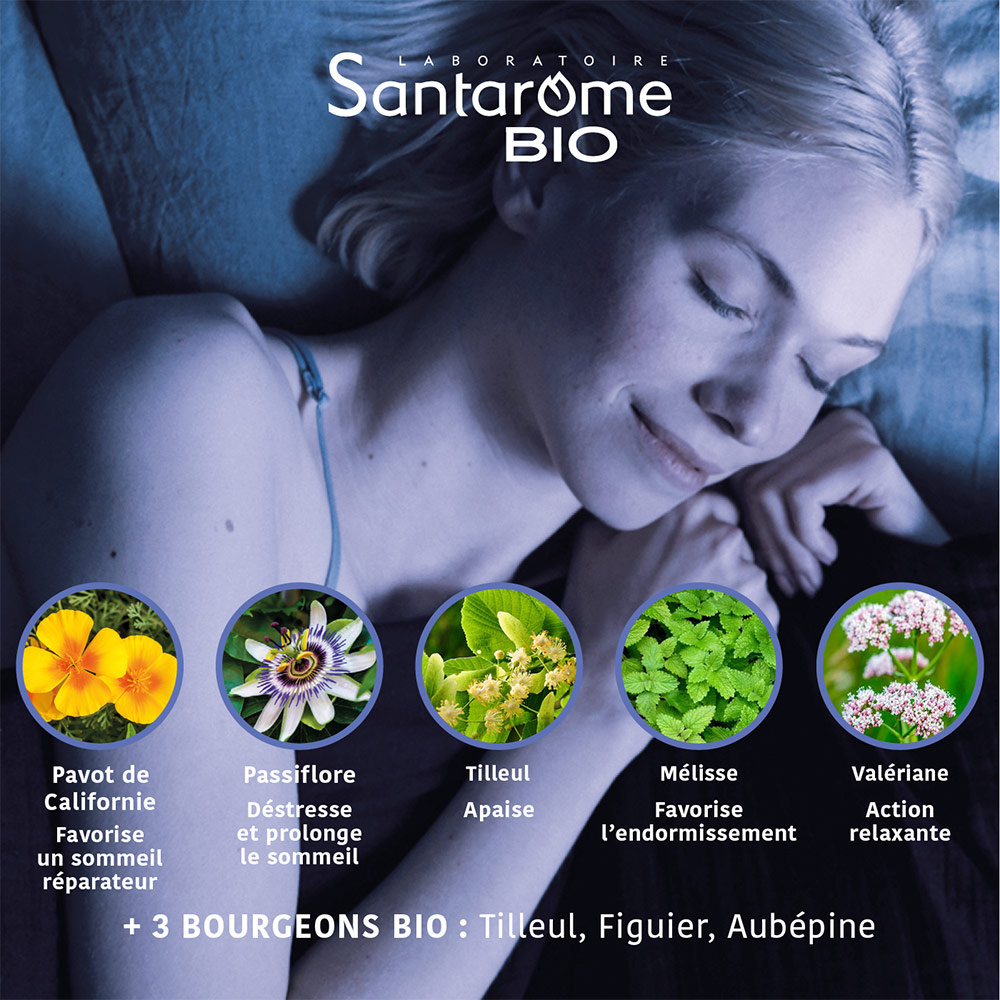 Santarome Bio Coffret 2 + 1 Bonne Nuit Bio - Pour desnuits sereines - 3 mois Complément alimentaire sommeil & endormissement