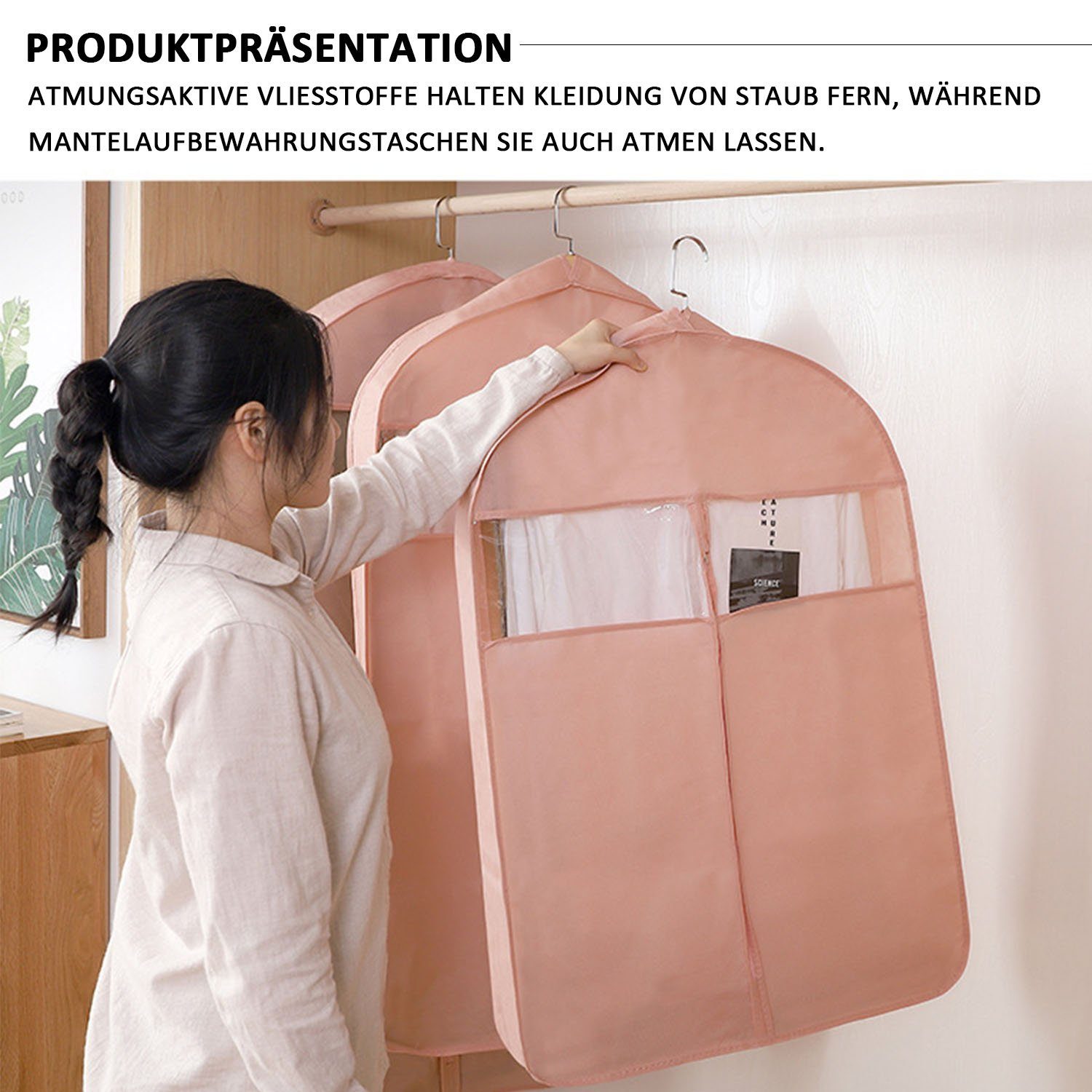 MAGICSHE Kleidersack 3D staubdichter Kleidersack mit transparentem Fenster (3 St)