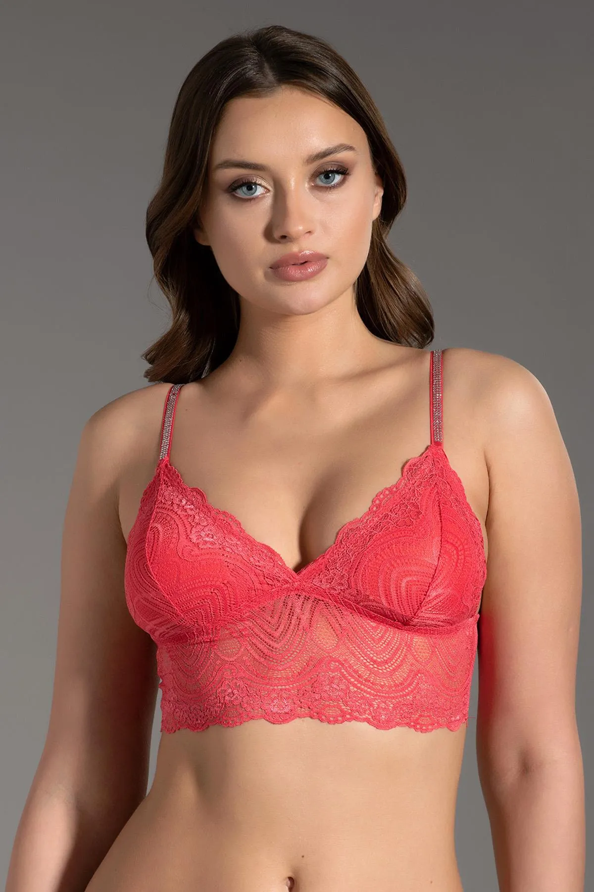 C&City  Bralette-BH aus gesteinigter Spitze C19009 Granatapfelblume