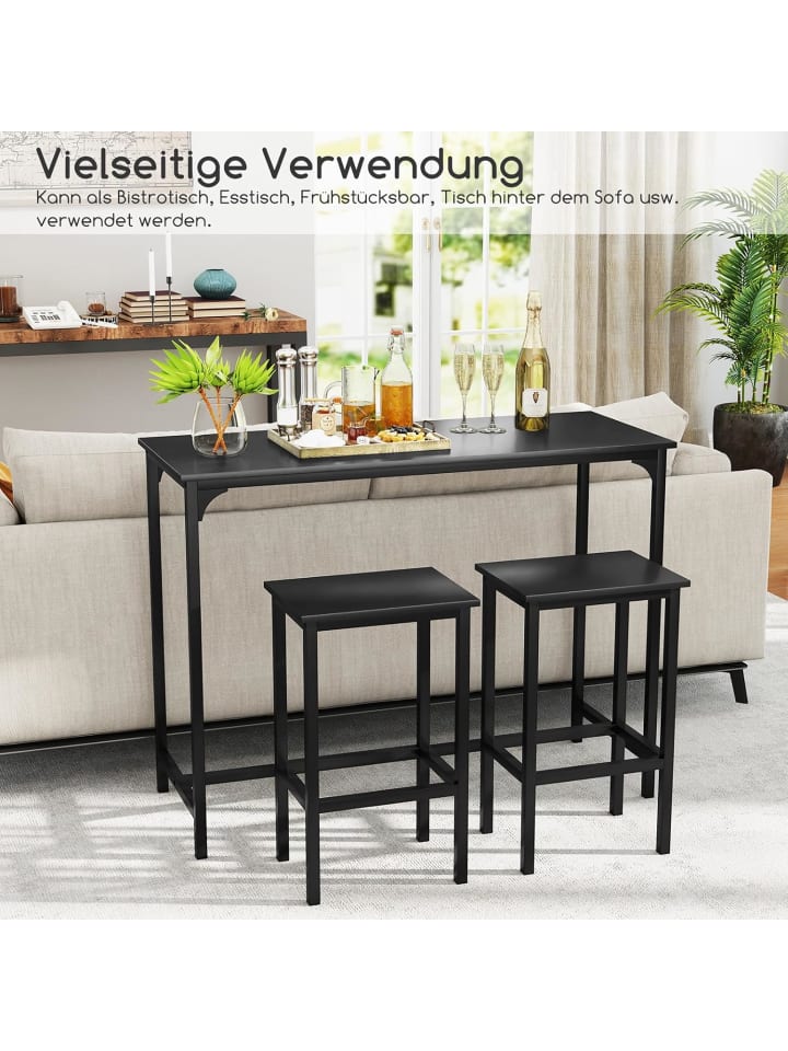 COSTWAY Bartisch mit Barhocker Set in Schwarz günstig kaufen onesize