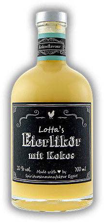 Lotta's Eierlikör mit Kokos Lotta's Eierlikör mit Kokos Eierlikör mit exotischer Note. 0,7	 Liter - Vol 20%