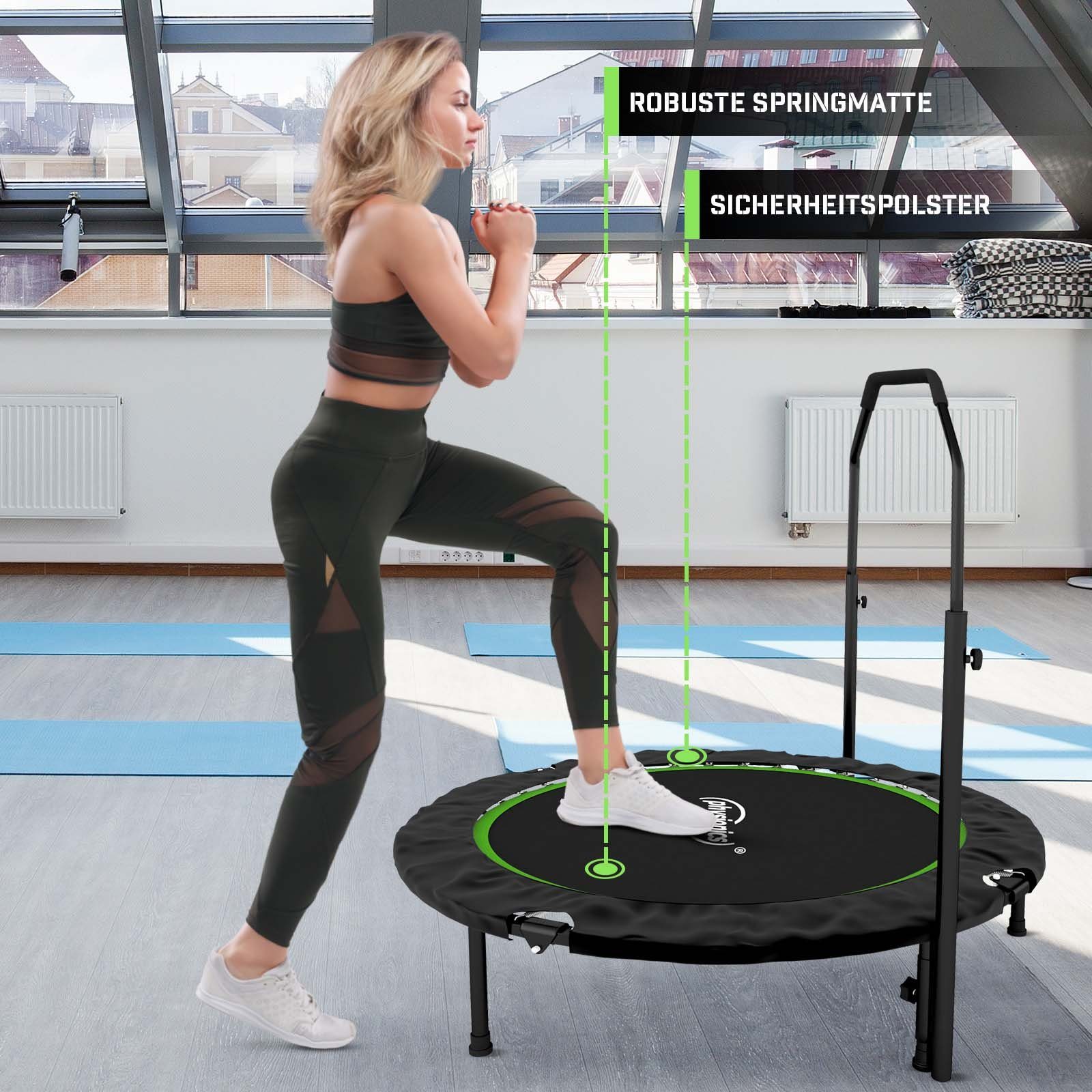 Physionics Fitnesstrampolin Fitness Trampolin - Ø 101cm, höhenverstellbarer, klappbar, 150kg